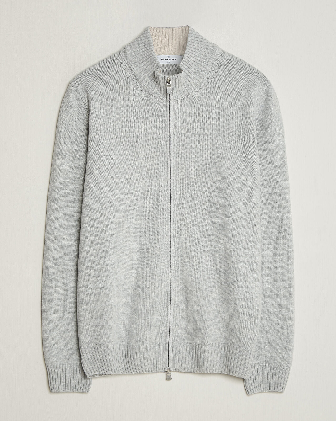 Heren | Truien | Gran Sasso | Wool/Cashmere Full Zip Light Grey Melange