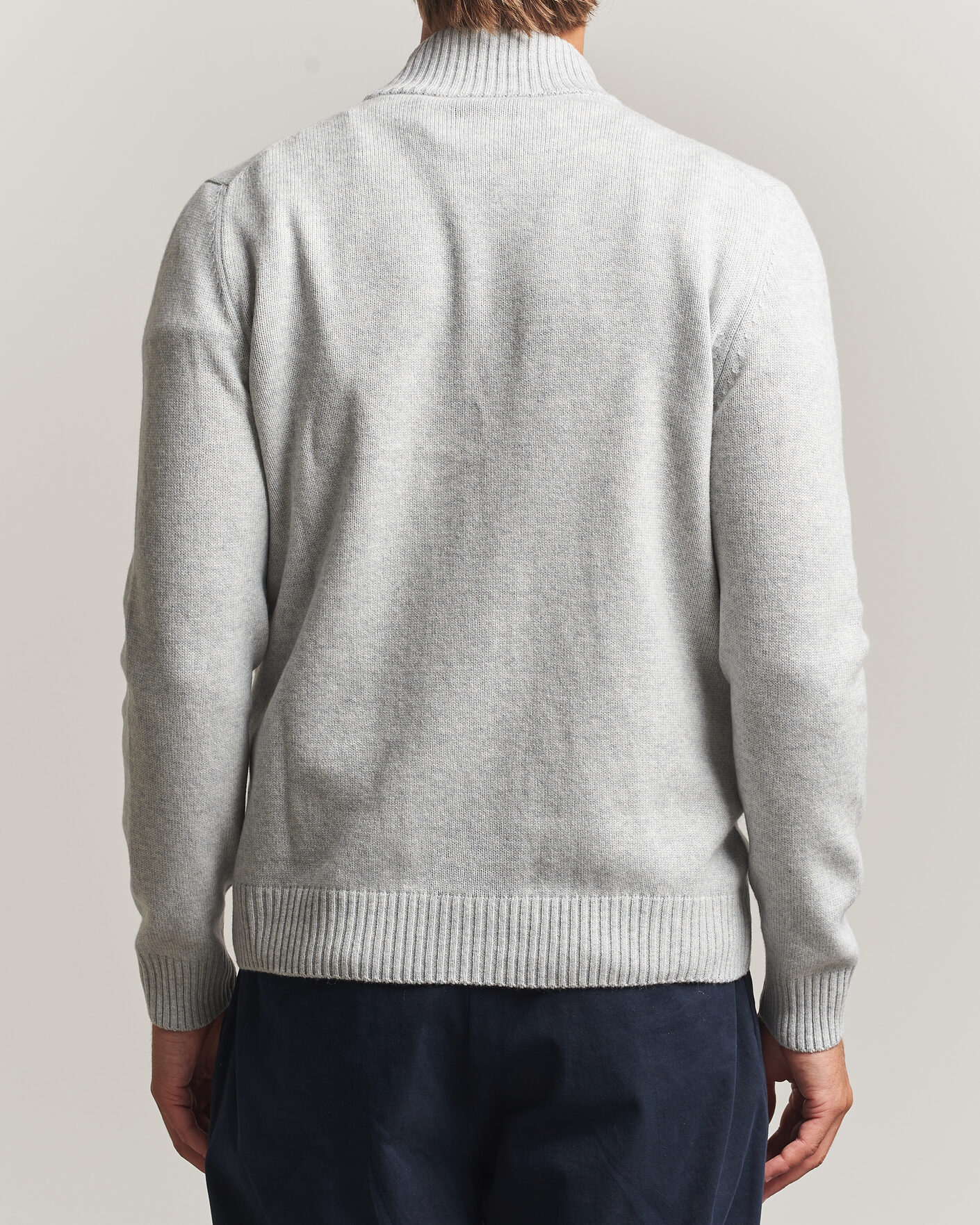 Heren | Truien | Gran Sasso | Wool/Cashmere Full Zip Light Grey Melange