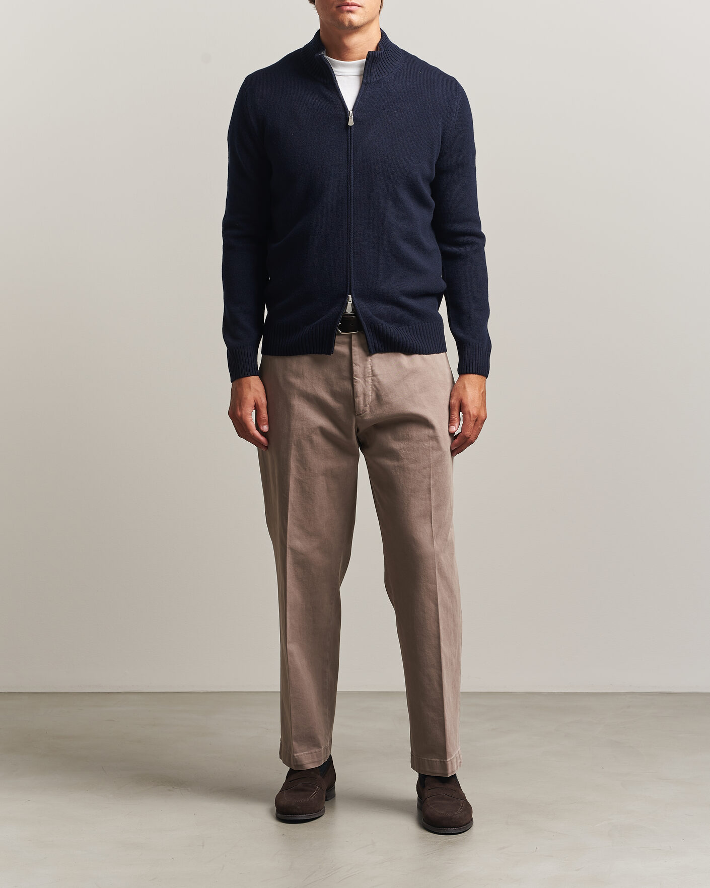 Heren | Truien | Gran Sasso | Wool/Cashmere Full Zip Navy