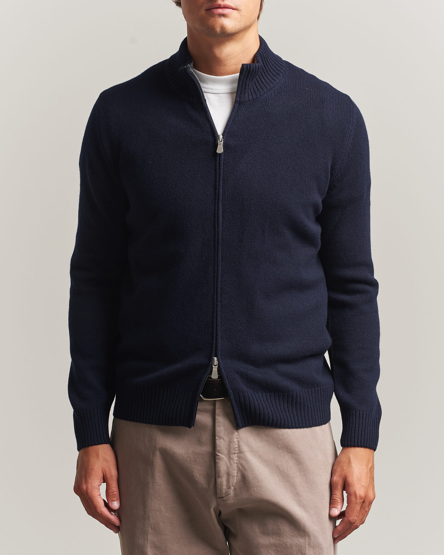Heren | Truien | Gran Sasso | Wool/Cashmere Full Zip Navy