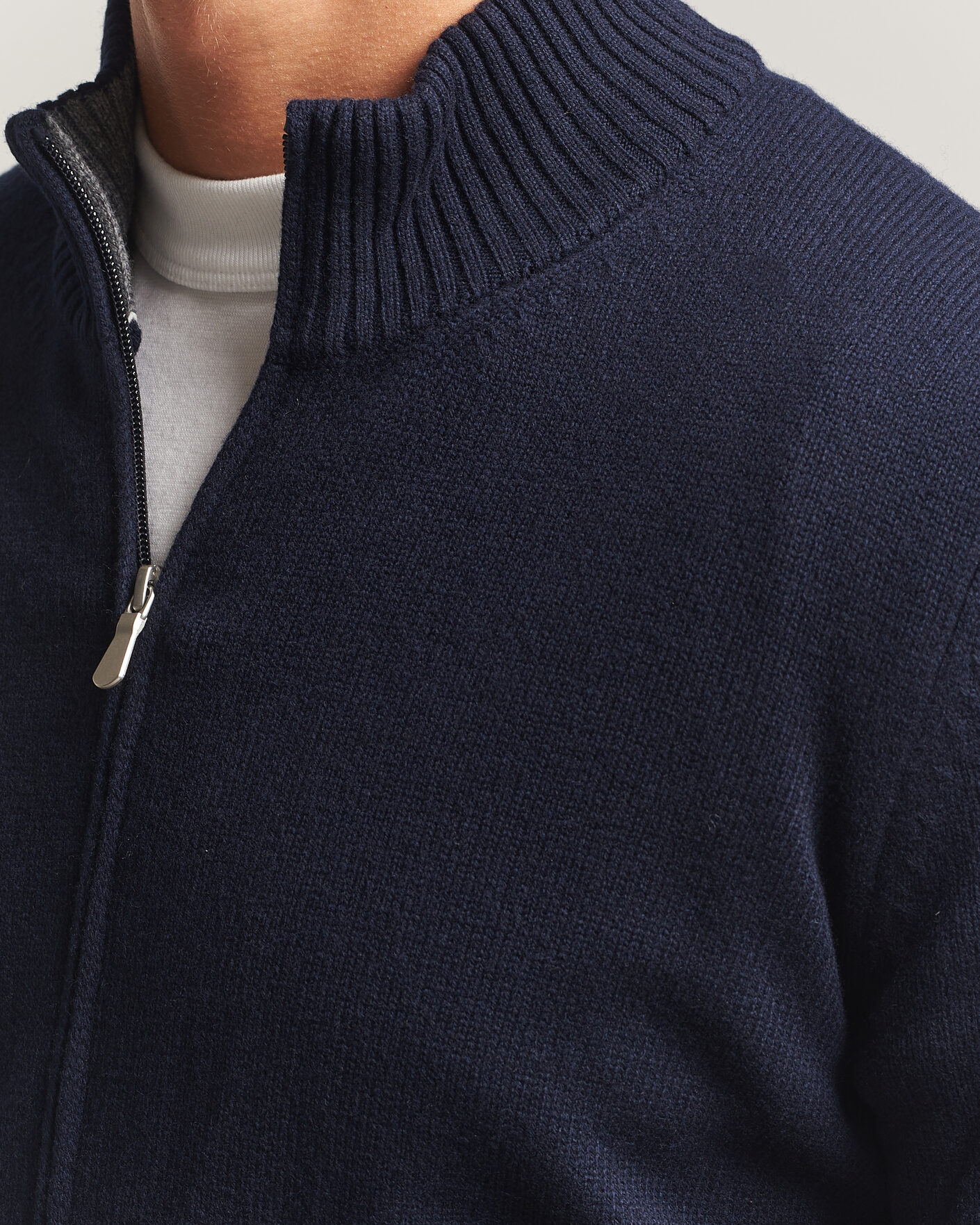 Heren | Truien | Gran Sasso | Wool/Cashmere Full Zip Navy