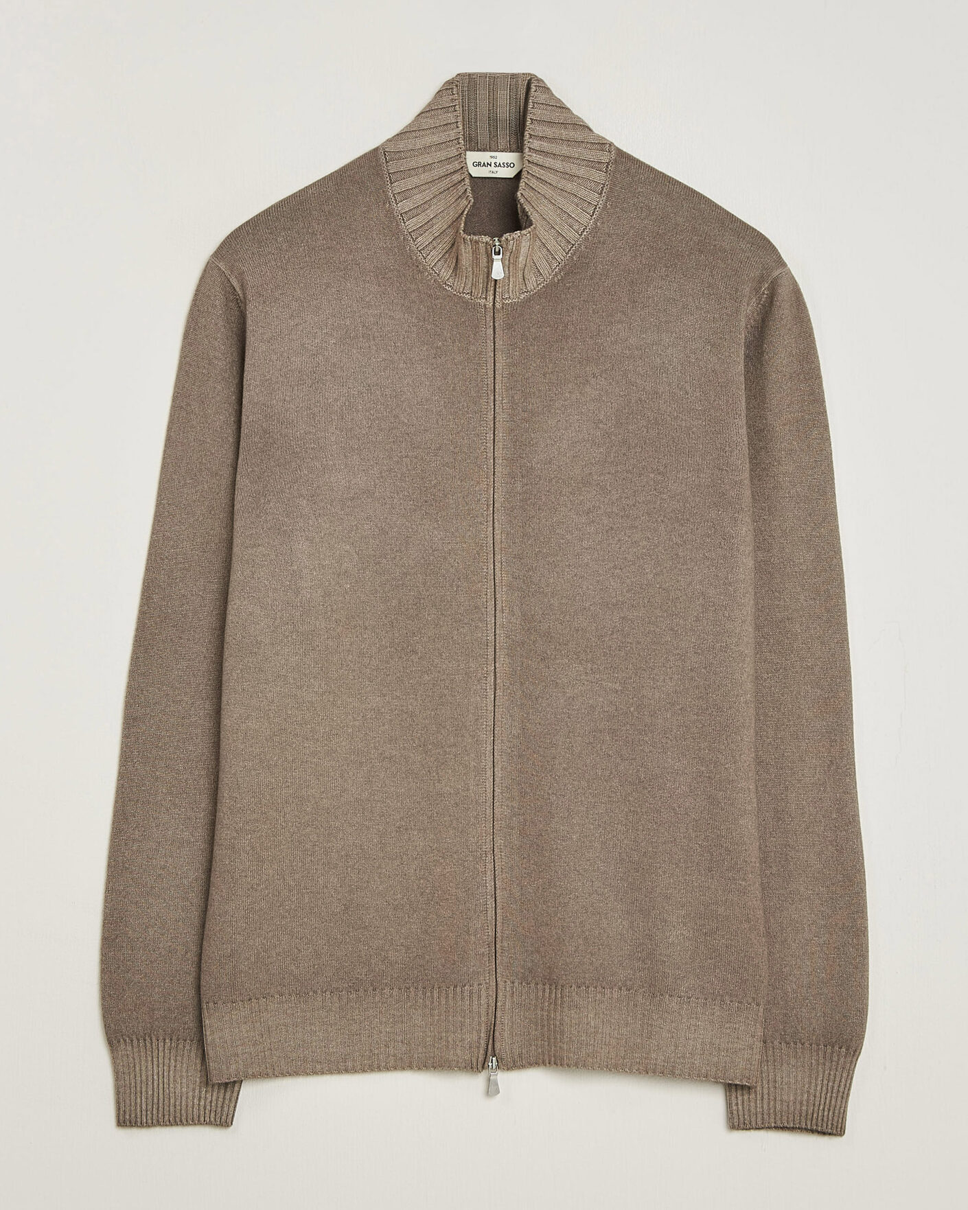 Heren | Truien | Gran Sasso | Wool/Cashmere Washed Full Zip Brown Melange