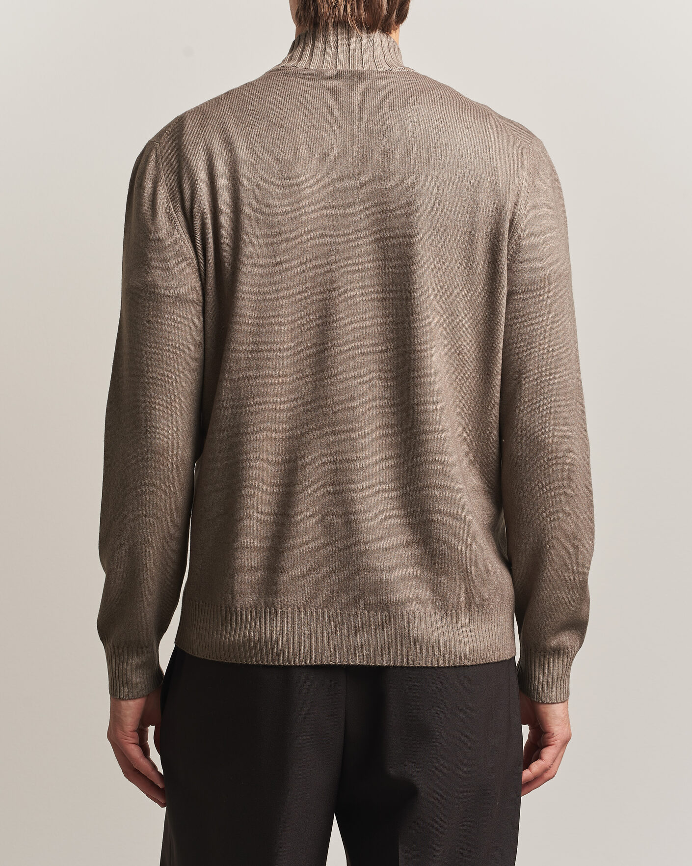 Heren | Truien | Gran Sasso | Wool/Cashmere Washed Full Zip Brown Melange