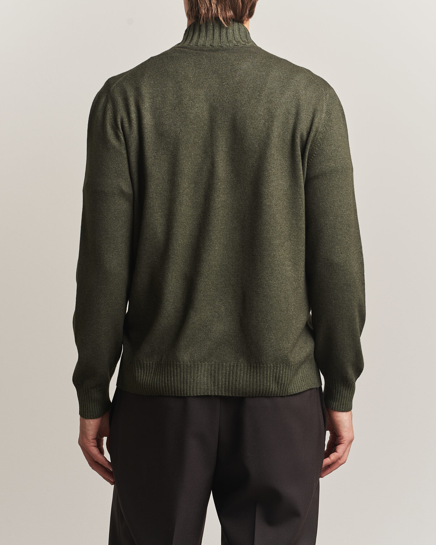 Heren | Truien | Gran Sasso | Wool/Cashmere Washed Full Zip Olive Melange