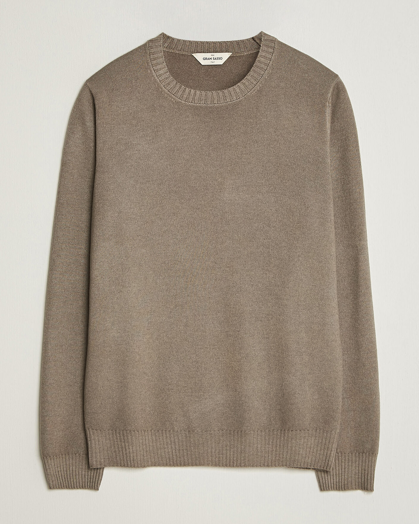 Heren | Truien | Gran Sasso | Wool/Cashmere Washed Crew Neck Brown Melange