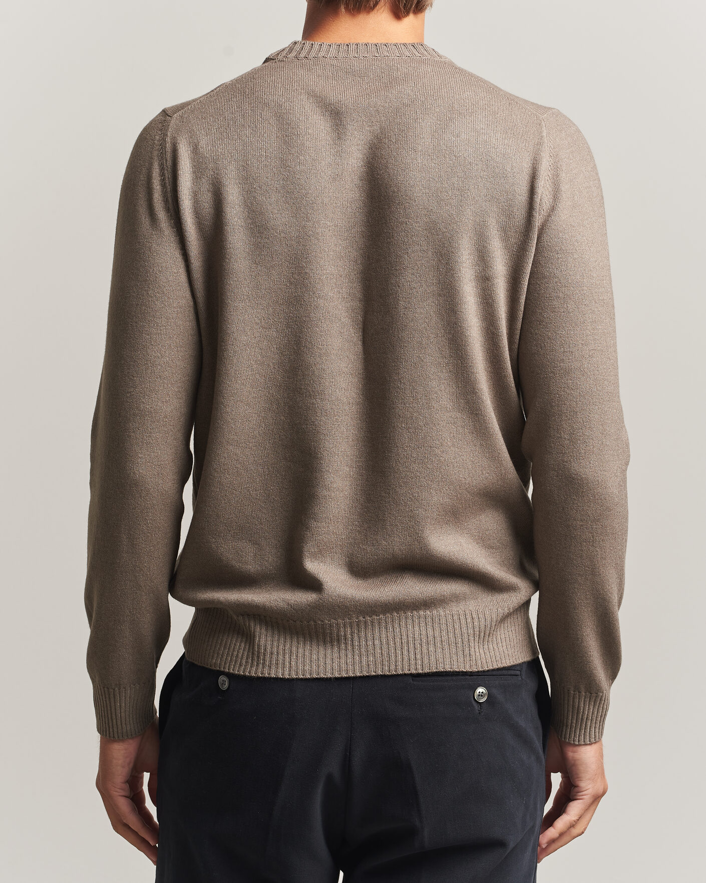 Heren | Truien | Gran Sasso | Wool/Cashmere Washed Crew Neck Brown Melange