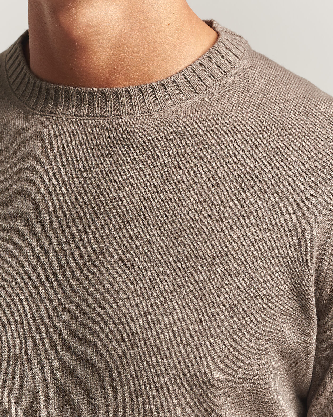 Heren | Truien | Gran Sasso | Wool/Cashmere Washed Crew Neck Brown Melange