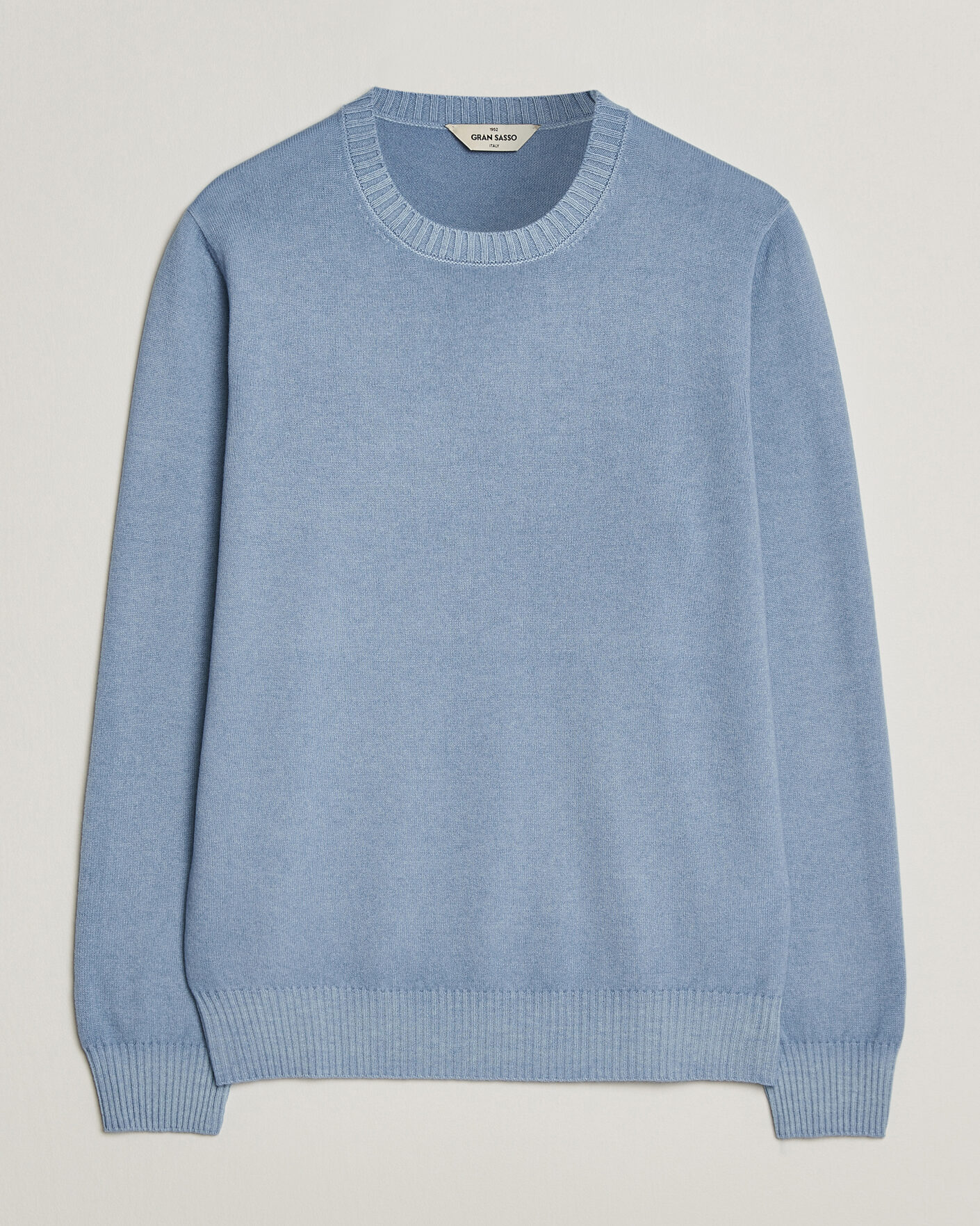 Heren | Truien | Gran Sasso | Wool/Cashmere Washed Crew Neck Blue Melange