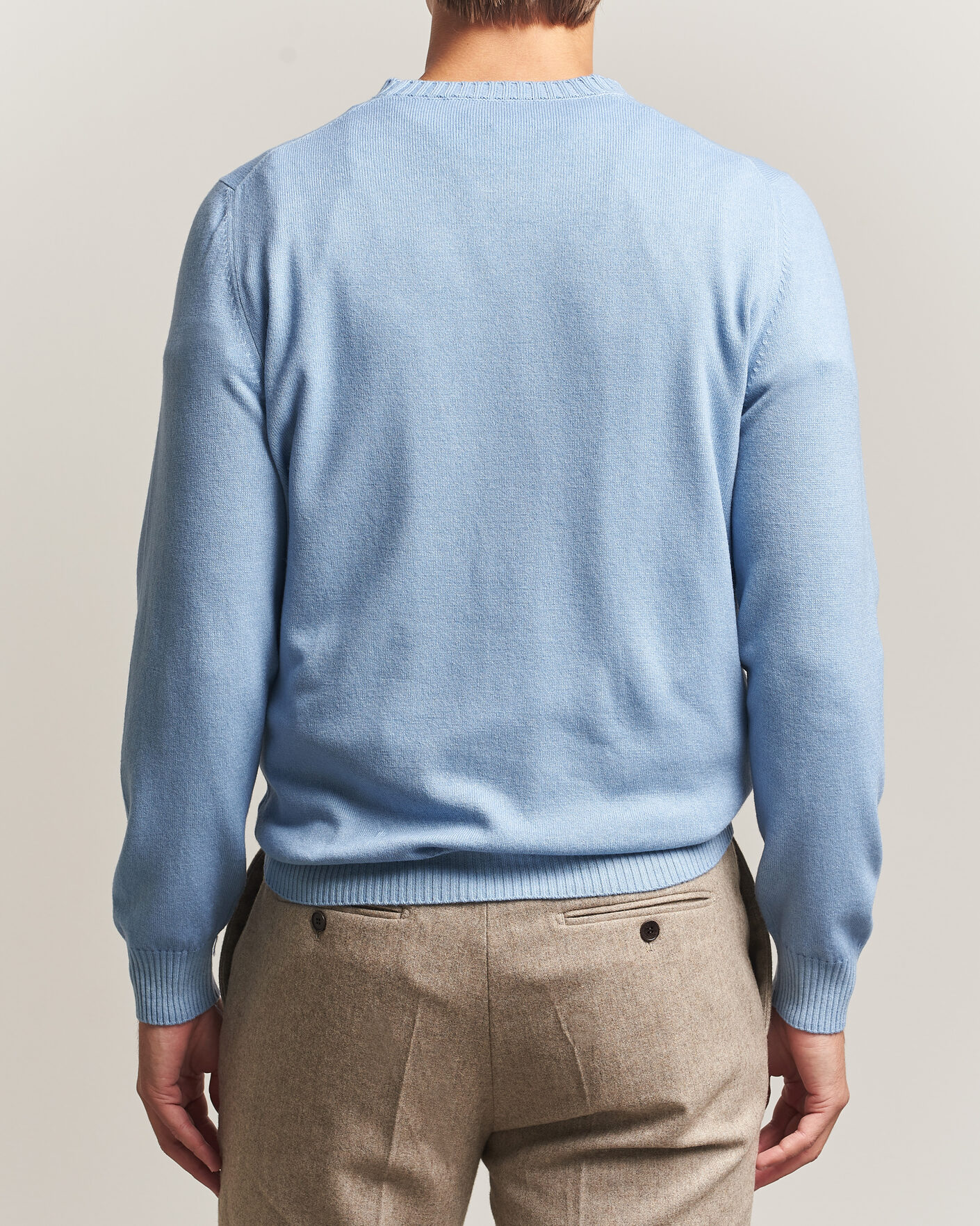 Heren | Truien | Gran Sasso | Wool/Cashmere Washed Crew Neck Blue Melange