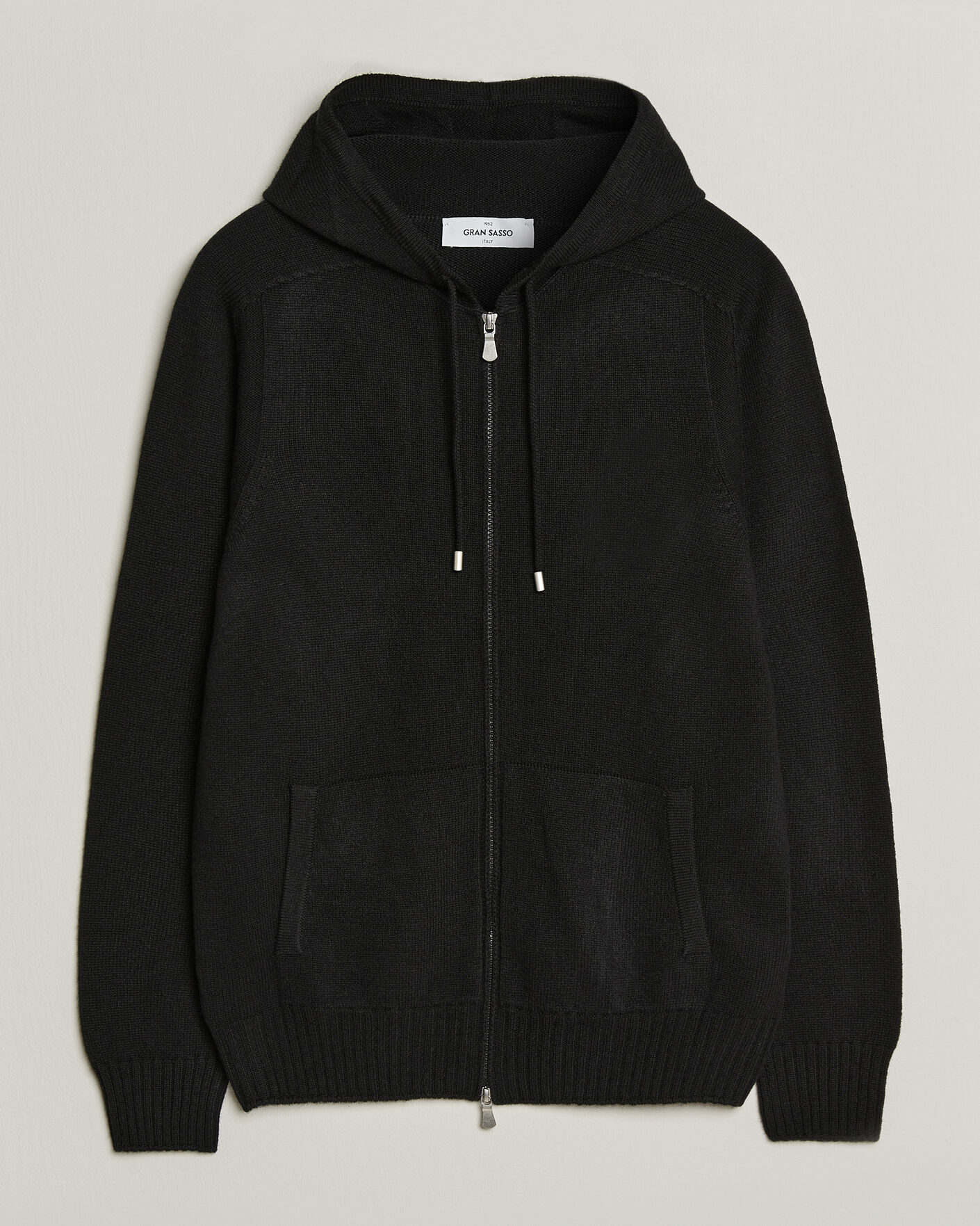 Heren | Truien | Gran Sasso | Full Zip Wool Hoodie Black