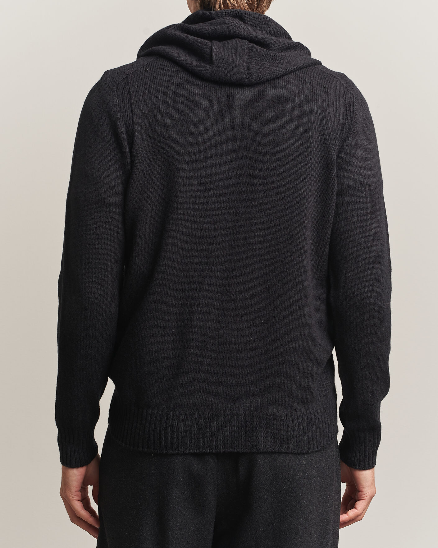 Heren | Truien | Gran Sasso | Full Zip Wool Hoodie Black