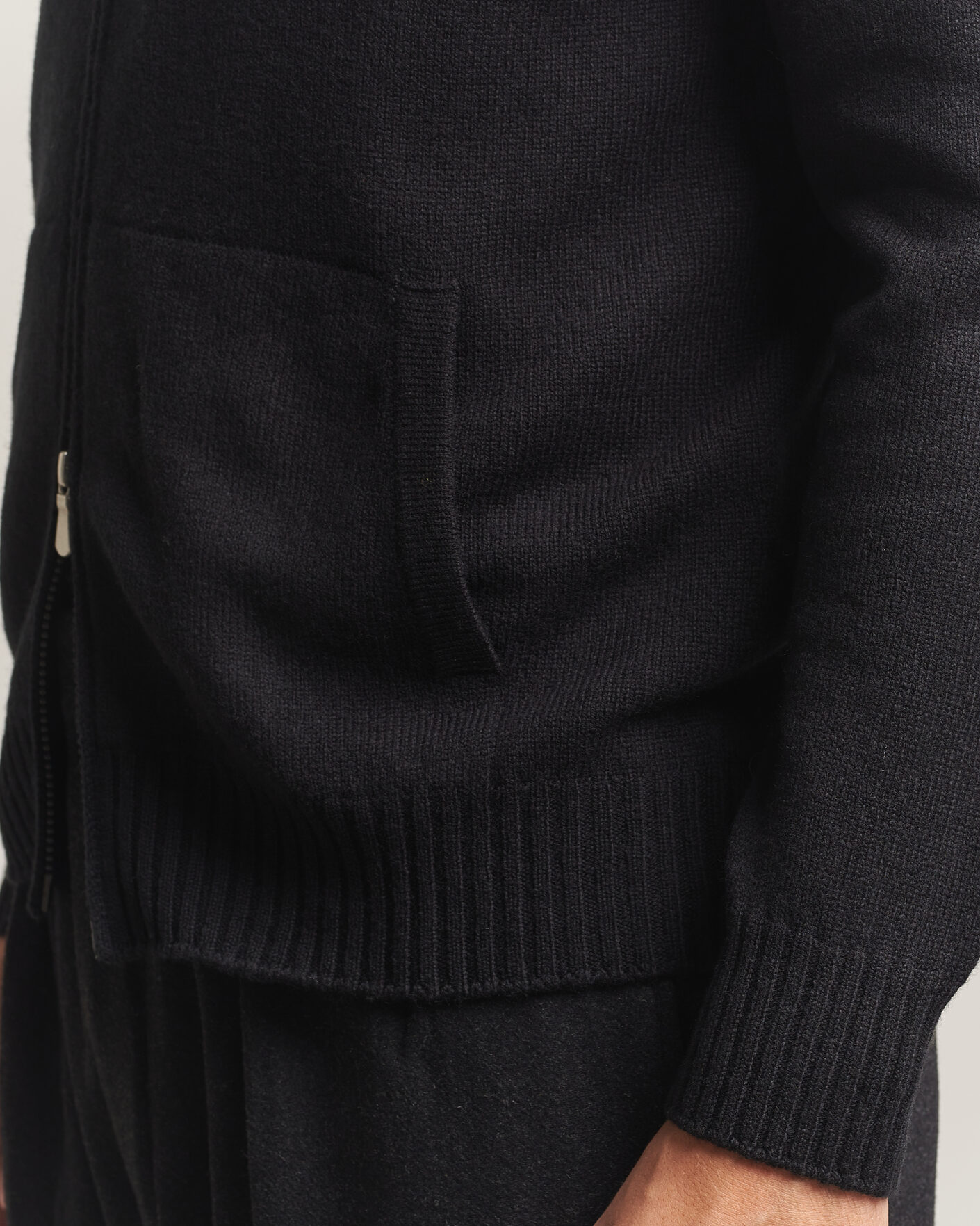 Heren | Truien | Gran Sasso | Full Zip Wool Hoodie Black