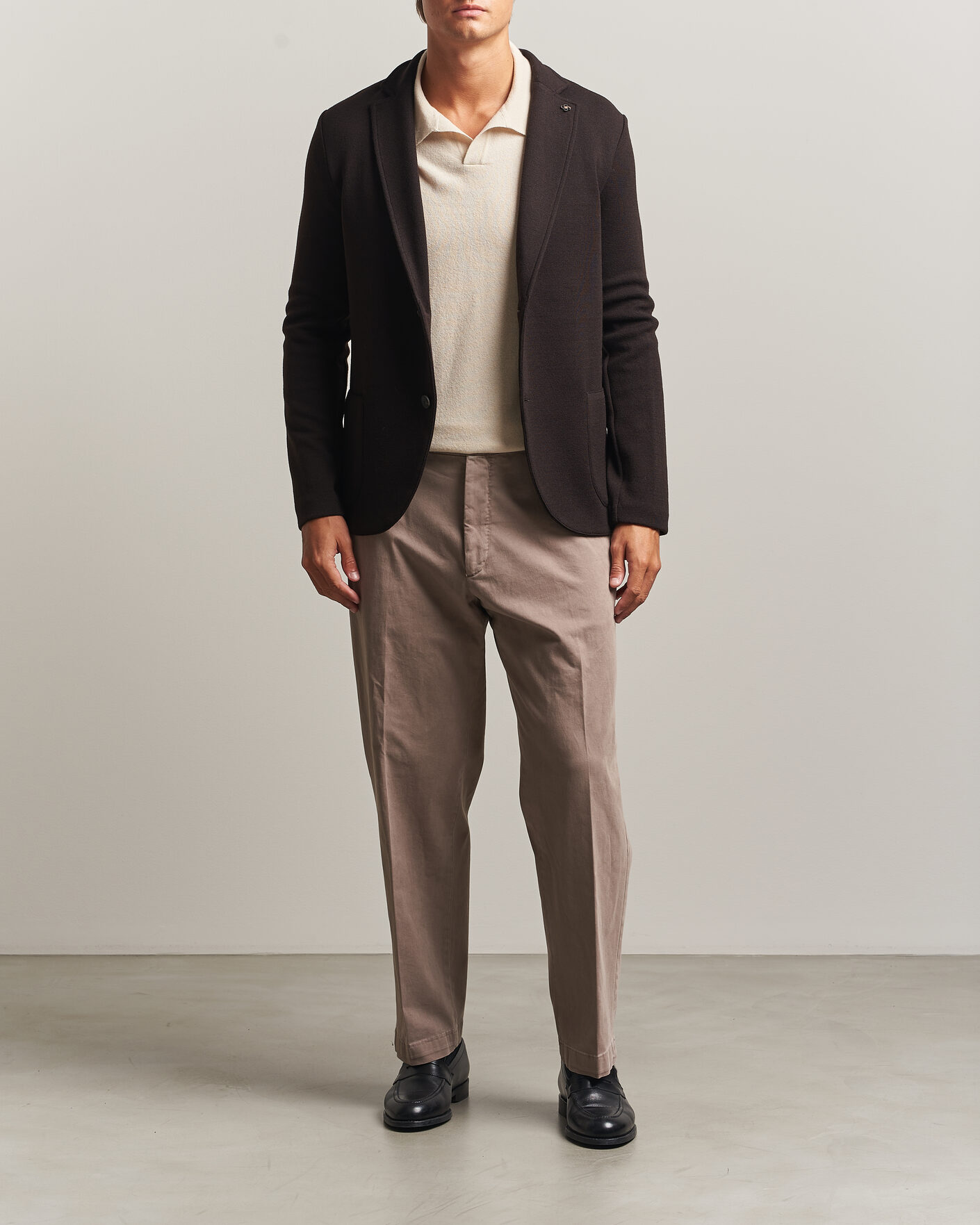 Heren | Blazers | Gran Sasso | Rainwool Knitted Blazer Dark Brown