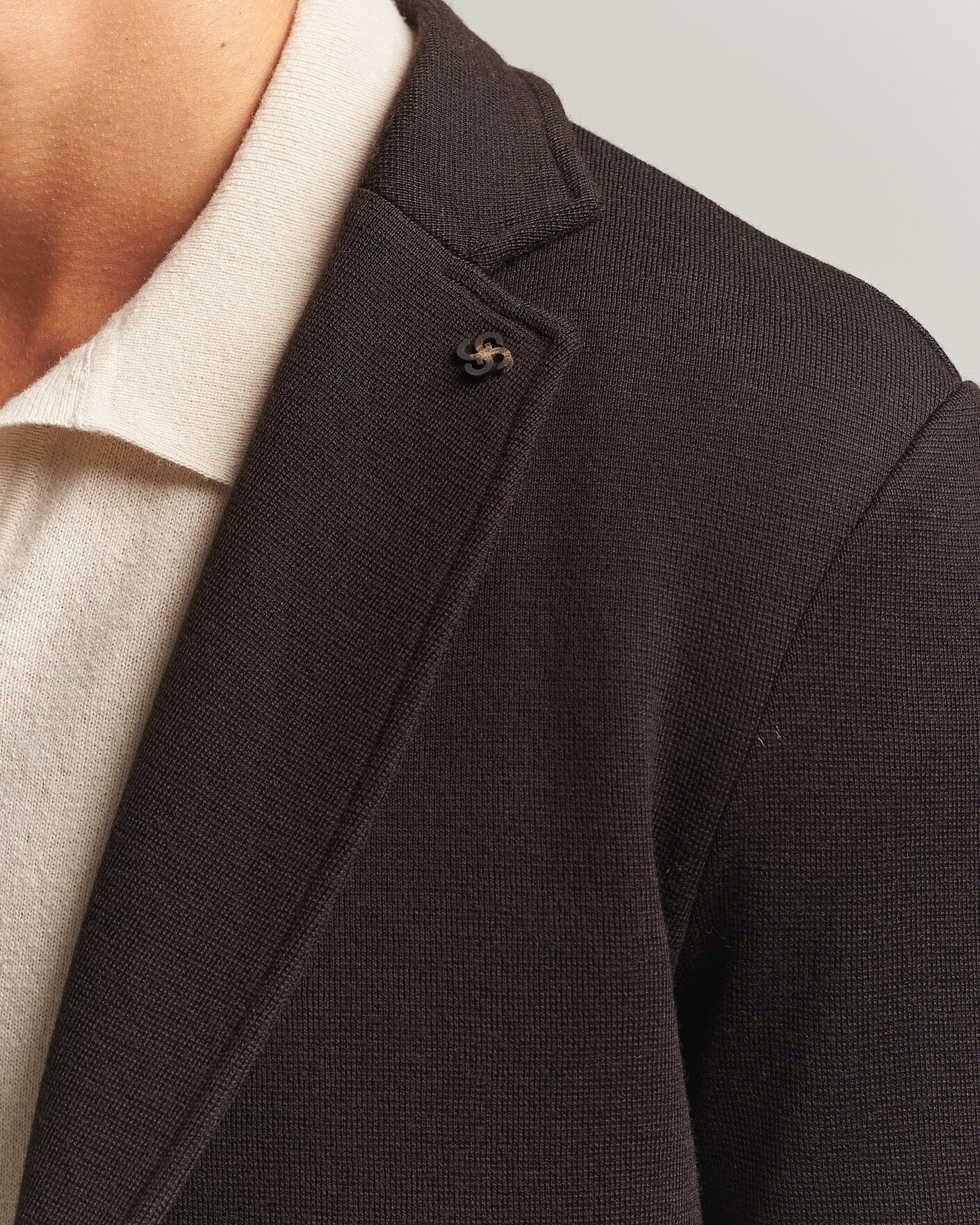 Heren | Blazers | Gran Sasso | Rainwool Knitted Blazer Dark Brown