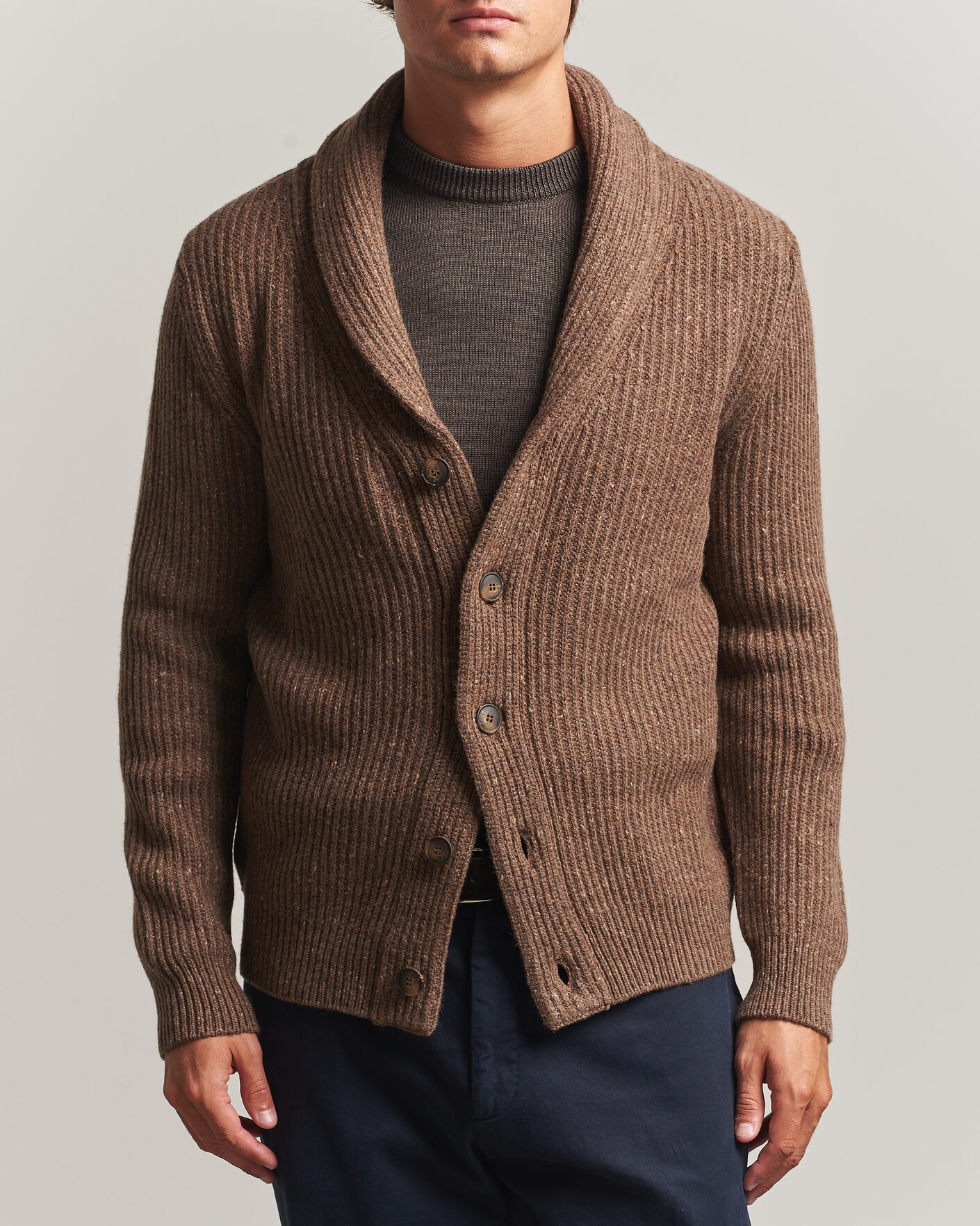 Heren | Truien | Gran Sasso | Wool/Cashmere Donegal Cardigan Brown