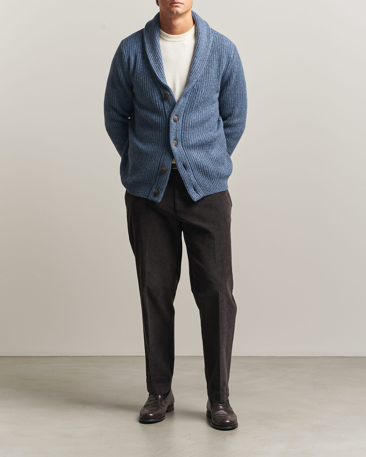 Heren | Truien | Gran Sasso | Wool/Cashmere Donegal Cardigan Blue