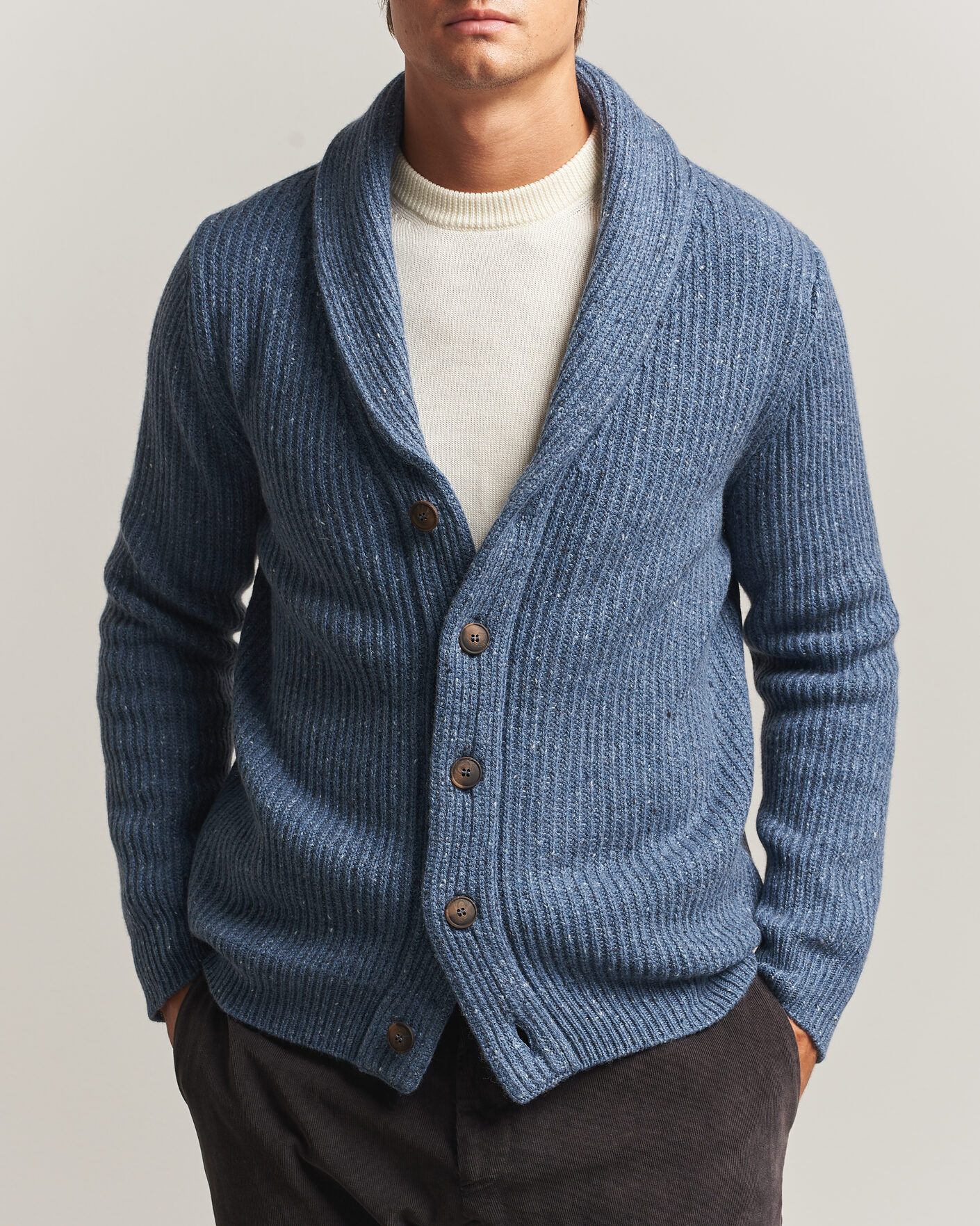 Heren | Truien | Gran Sasso | Wool/Cashmere Donegal Cardigan Blue