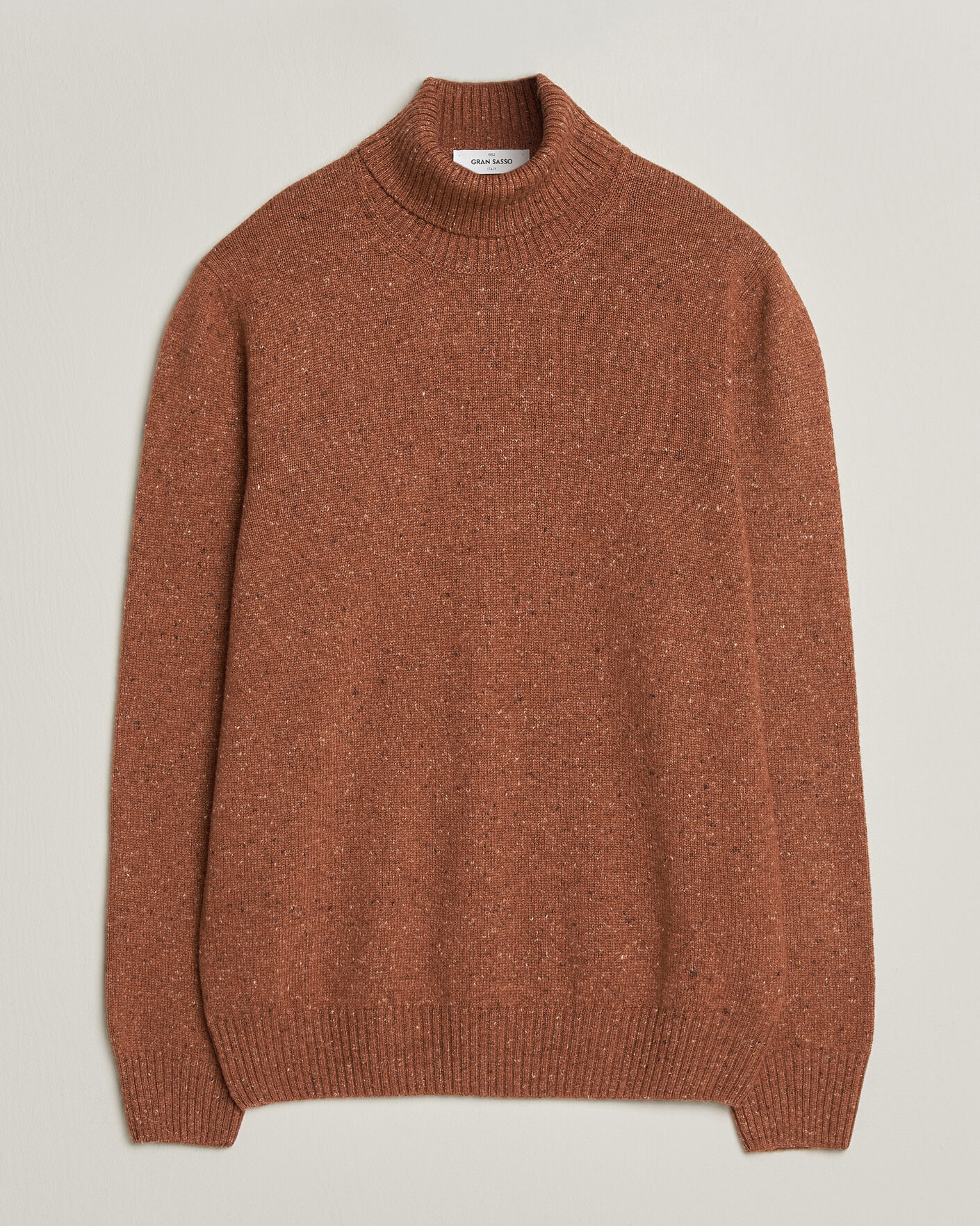 Heren | Truien | Gran Sasso | Wool/Cashmere Donegal Rollneck Rust Orange