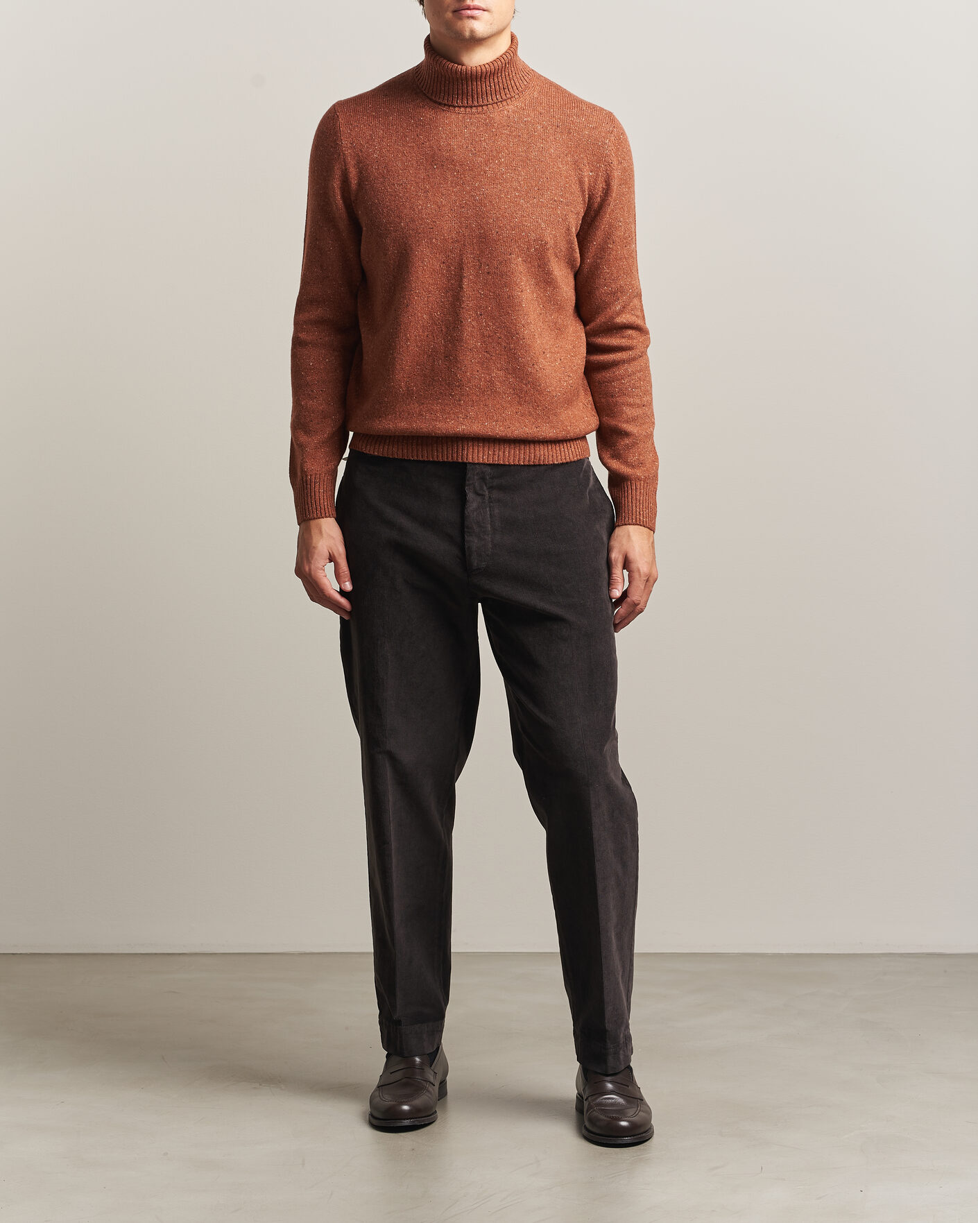Heren | Truien | Gran Sasso | Wool/Cashmere Donegal Rollneck Rust Orange