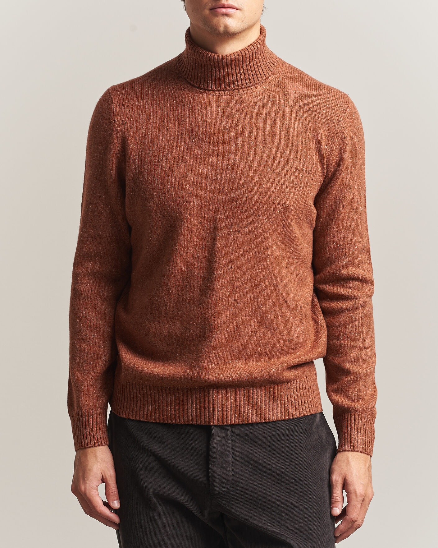 Heren | Truien | Gran Sasso | Wool/Cashmere Donegal Rollneck Rust Orange