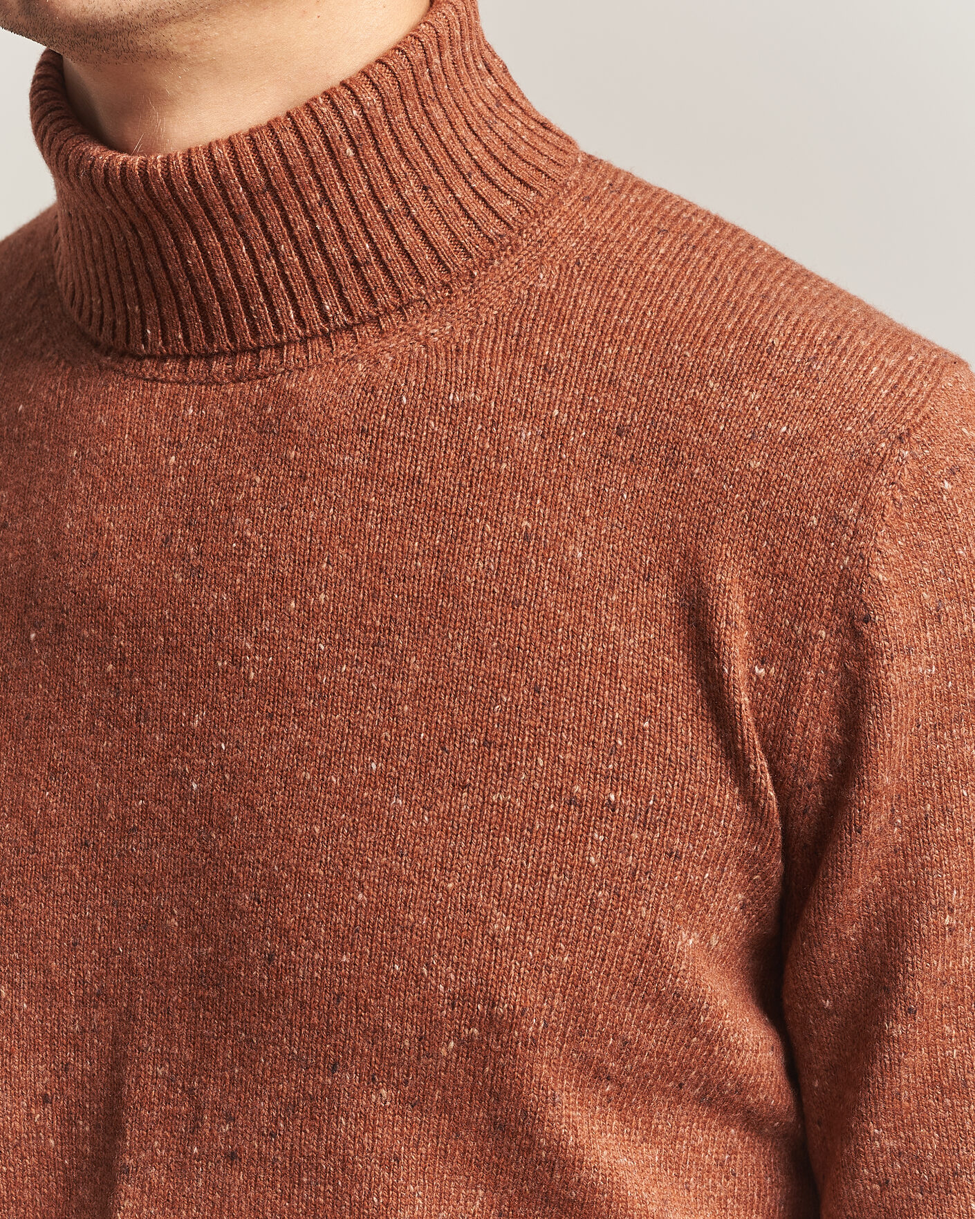 Heren | Truien | Gran Sasso | Wool/Cashmere Donegal Rollneck Rust Orange