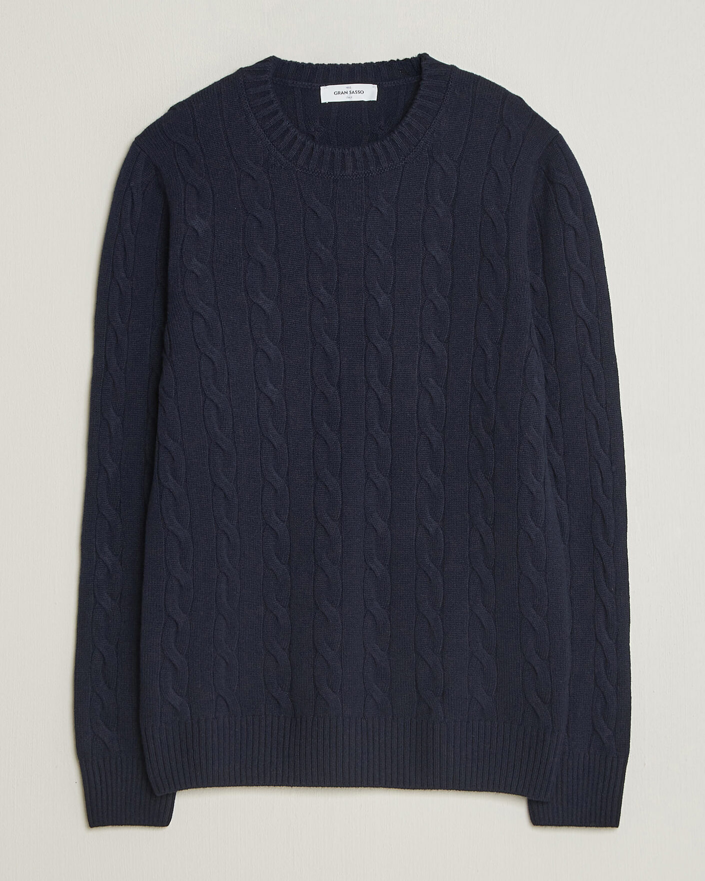 Heren | Truien | Gran Sasso | Wool/Cashmere Cable Crew Neck Navy