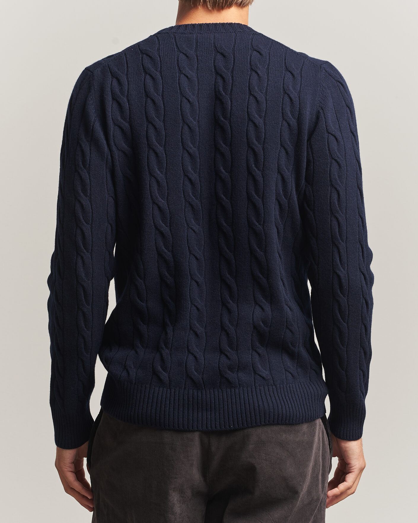 Heren | Truien | Gran Sasso | Wool/Cashmere Cable Crew Neck Navy