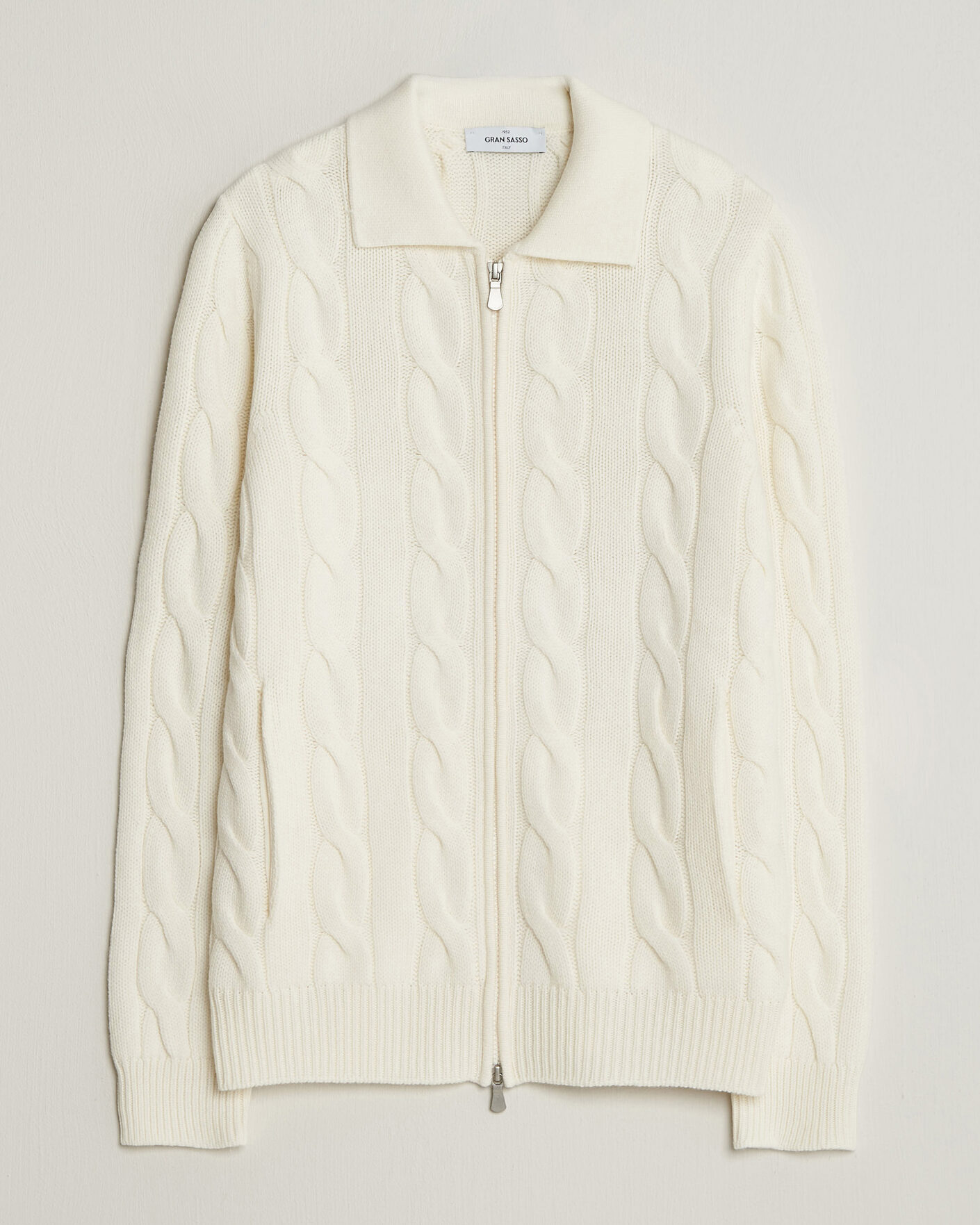 Heren | Truien | Gran Sasso | Wool/Cashmere Cable Full Zip Cream