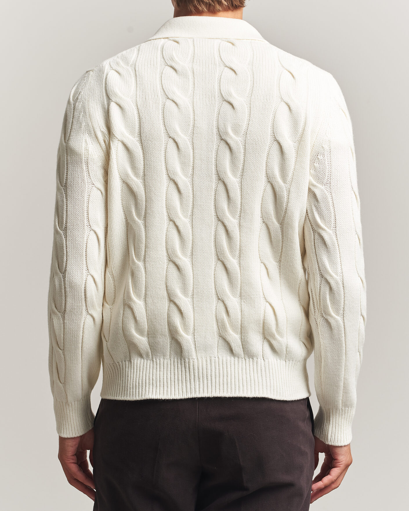 Heren | Truien | Gran Sasso | Wool/Cashmere Cable Full Zip Cream