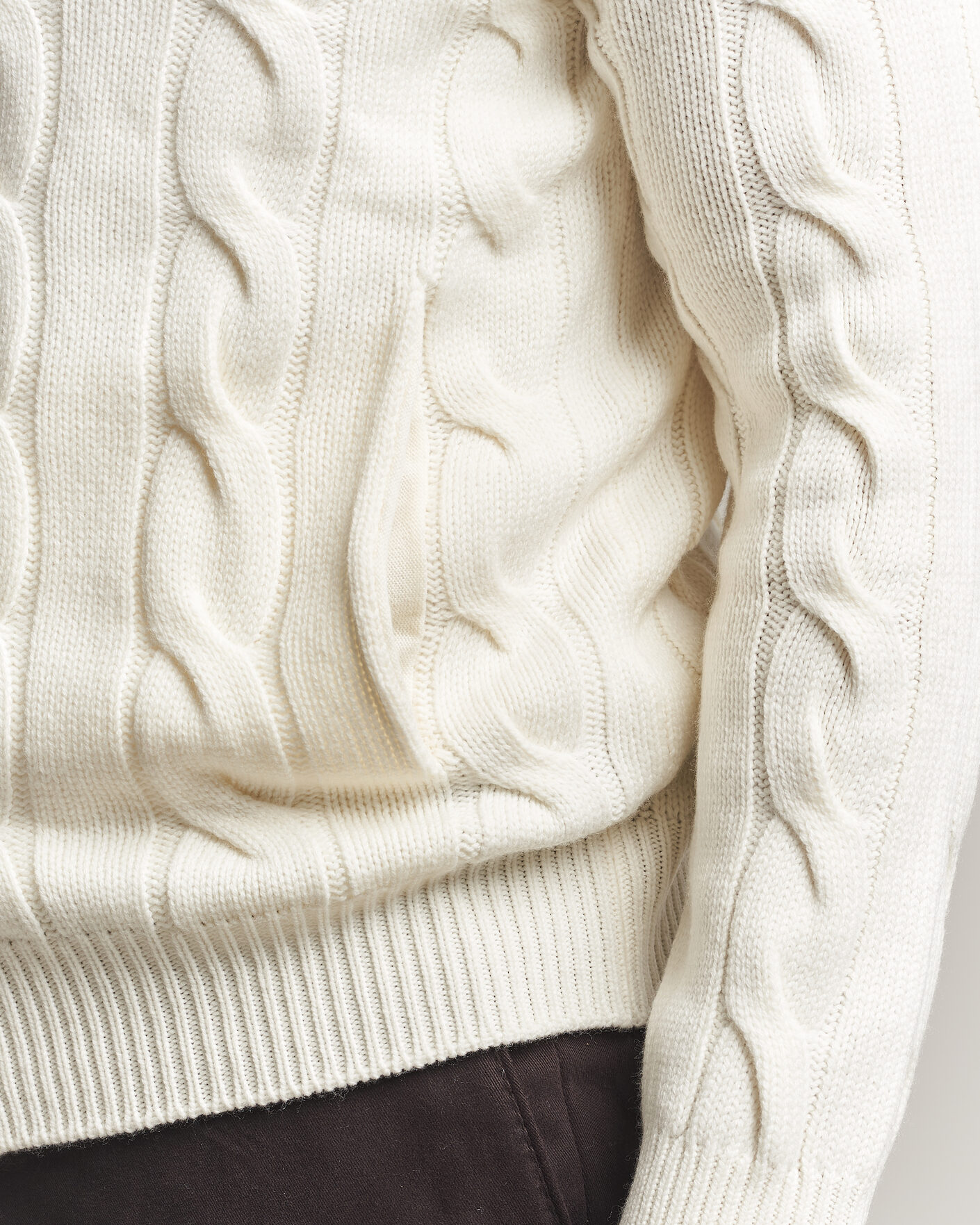 Heren | Truien | Gran Sasso | Wool/Cashmere Cable Full Zip Cream