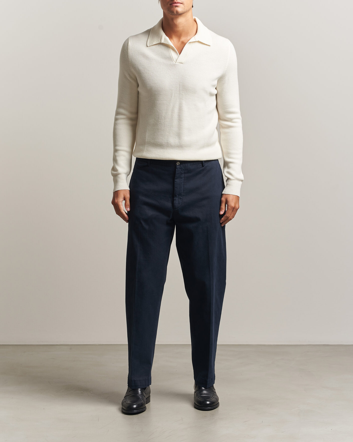 Heren | Truien | Gran Sasso | Merino Knitted Polo Cream