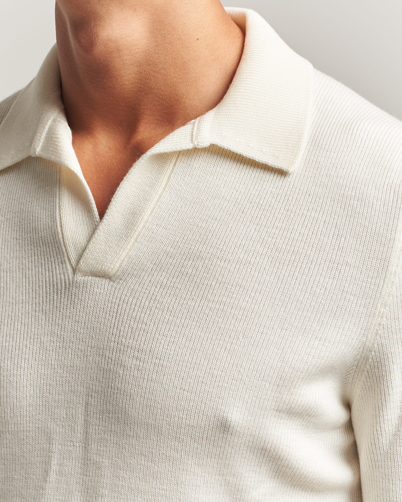 Heren | Truien | Gran Sasso | Merino Knitted Polo Cream