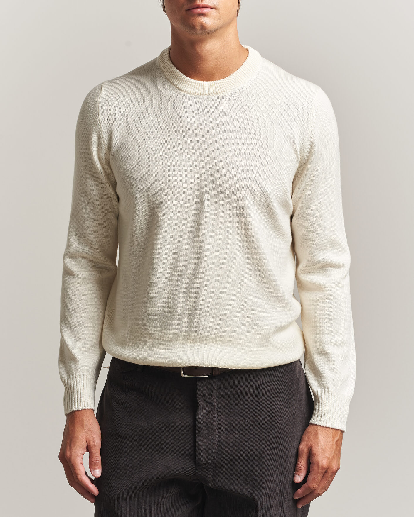 Heren | Truien | Gran Sasso | Merino Knitted Crew Neck Cream