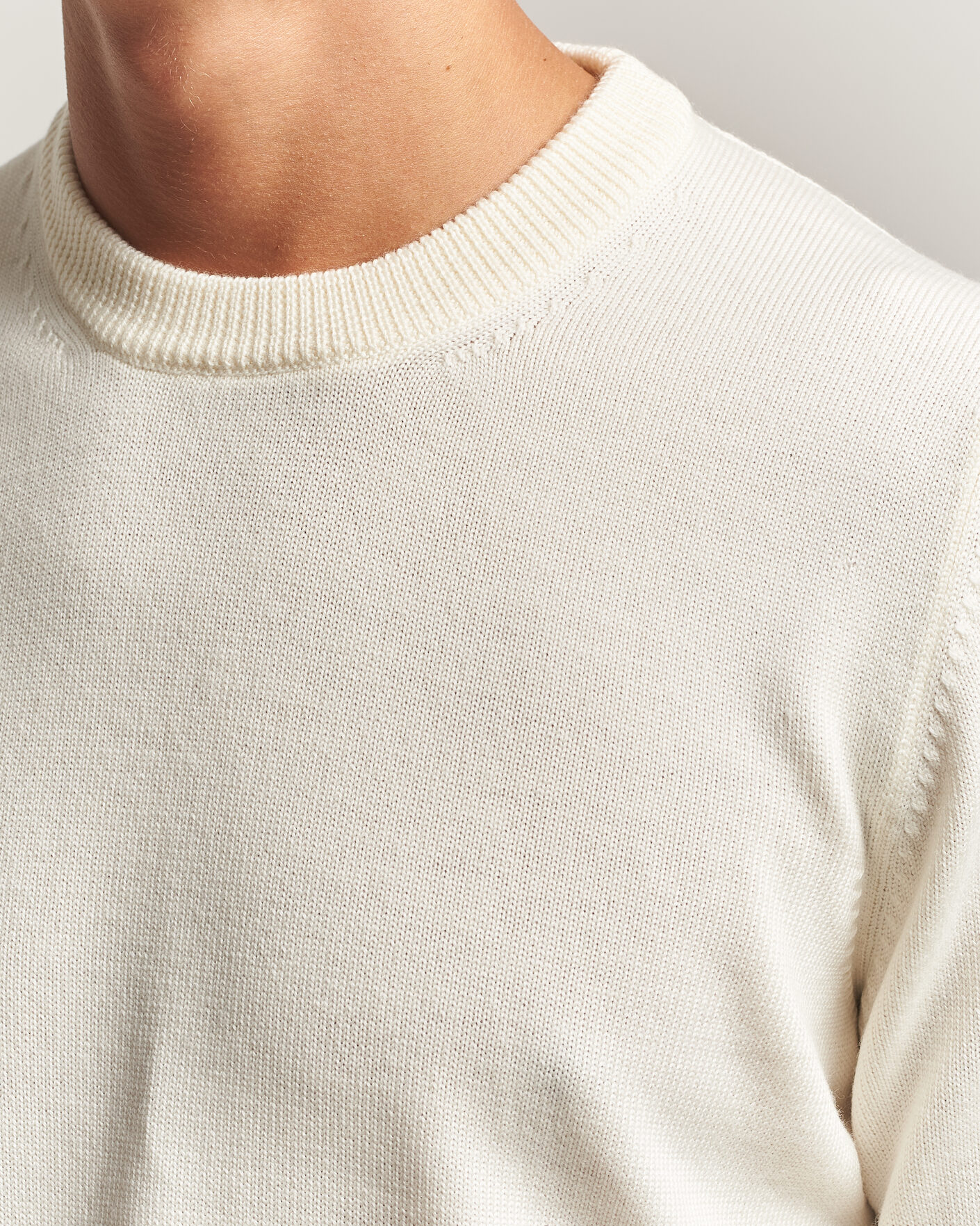 Heren | Truien | Gran Sasso | Merino Knitted Crew Neck Cream