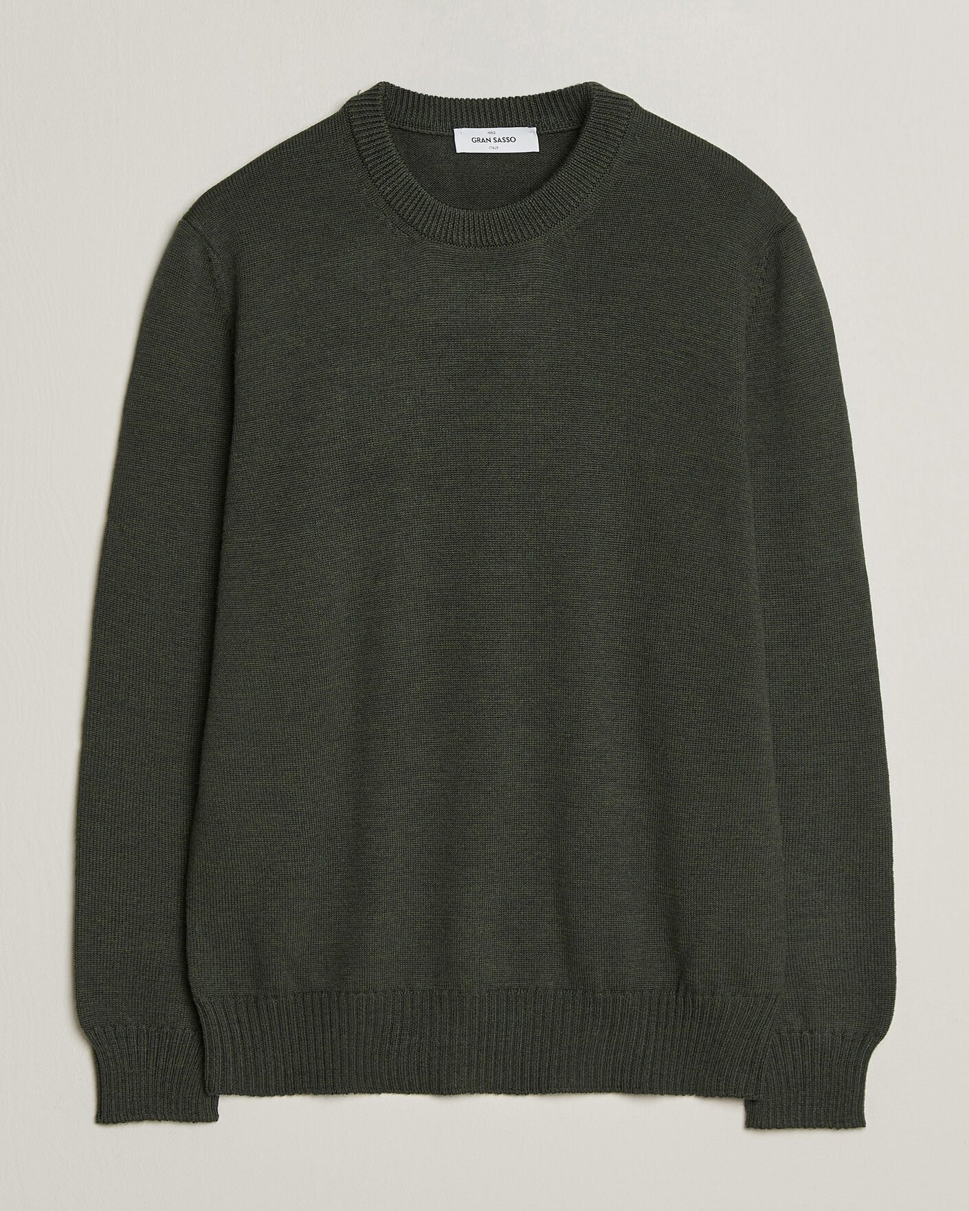 Heren | Truien | Gran Sasso | Merino Knitted Crew Neck Olive Melange