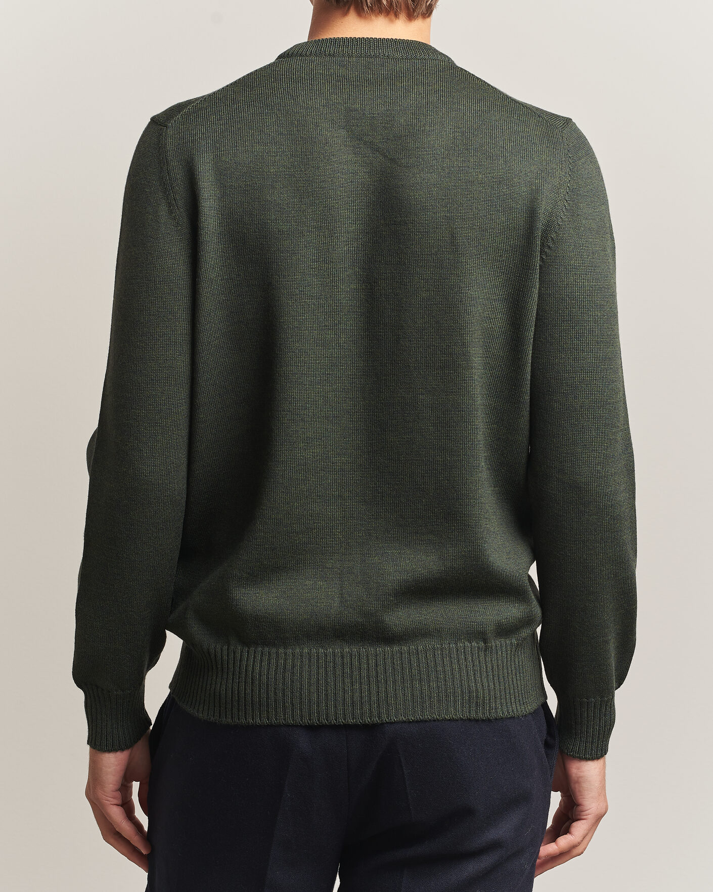 Heren | Truien | Gran Sasso | Merino Knitted Crew Neck Olive Melange