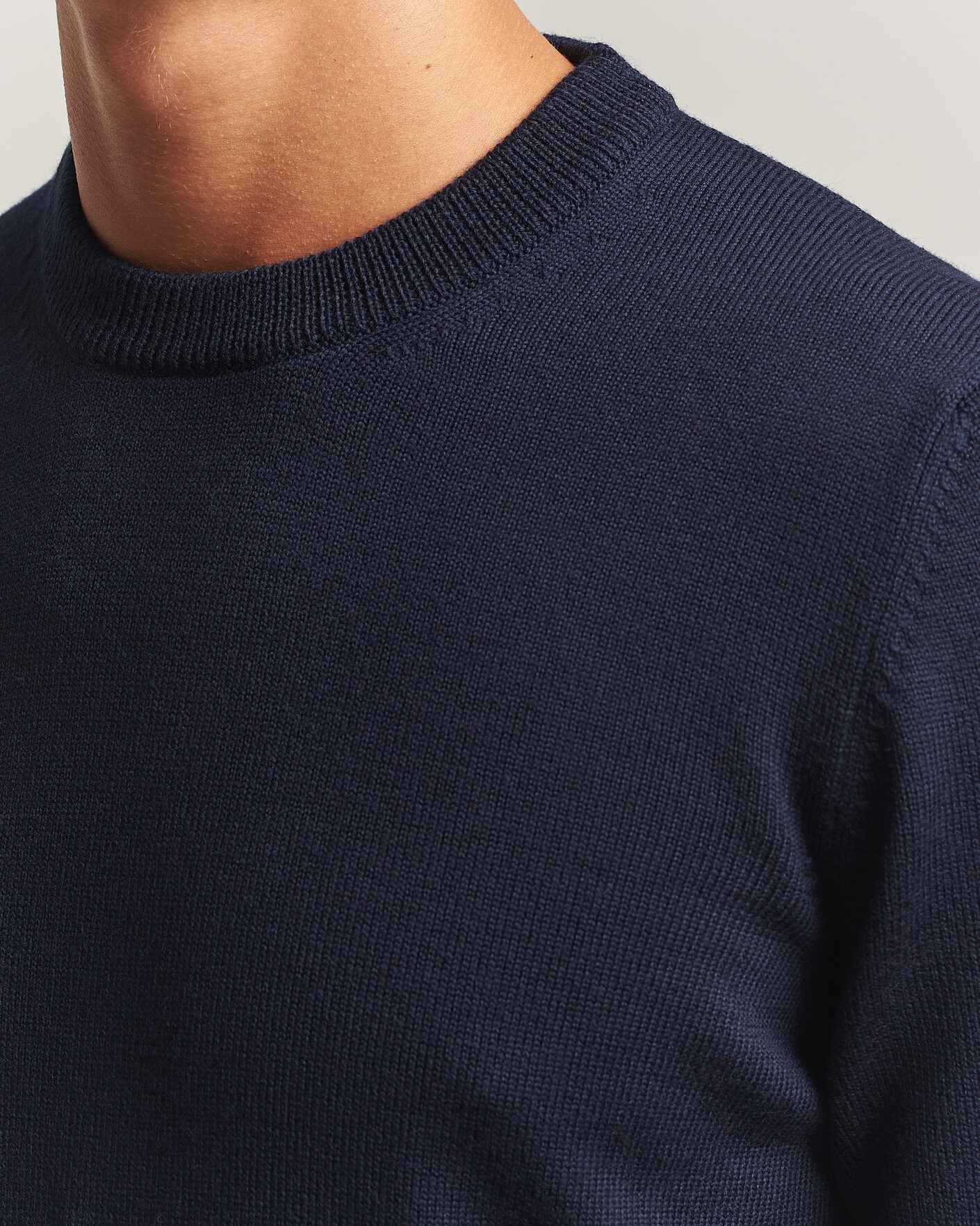 Heren | Truien | Gran Sasso | Merino Knitted Crew Neck Navy
