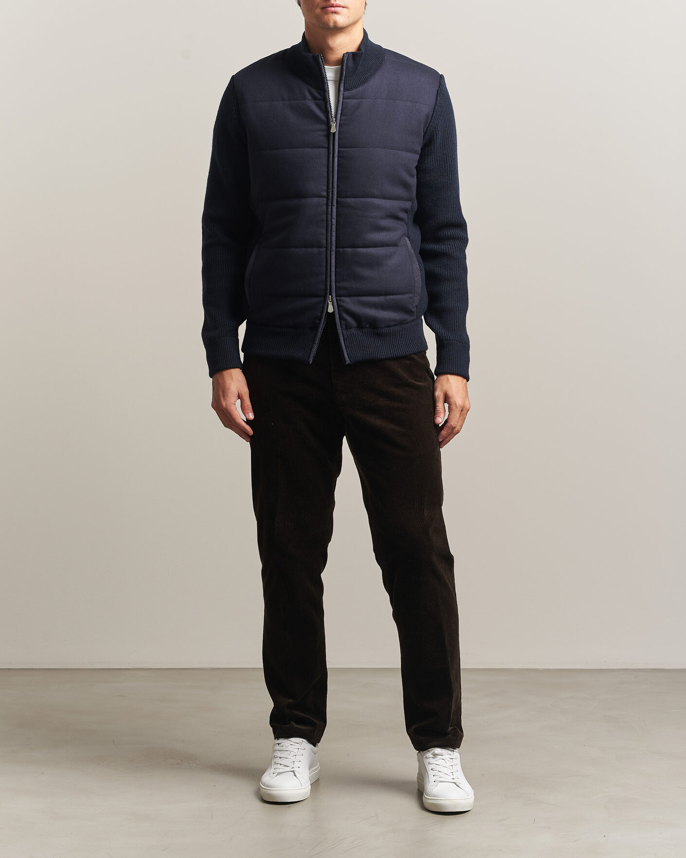 Heren | Jassen | Gran Sasso | Brushed Wool Hybrid Jacket Navy