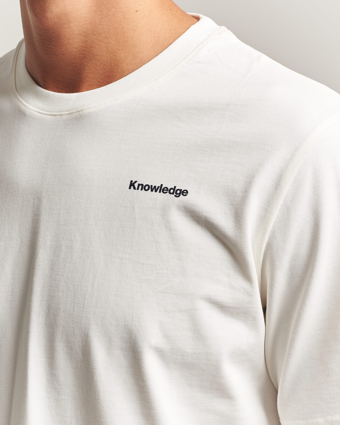 Heren | T-shirts | KnowledgeCotton Apparel | Back Print T-Shirt Egret