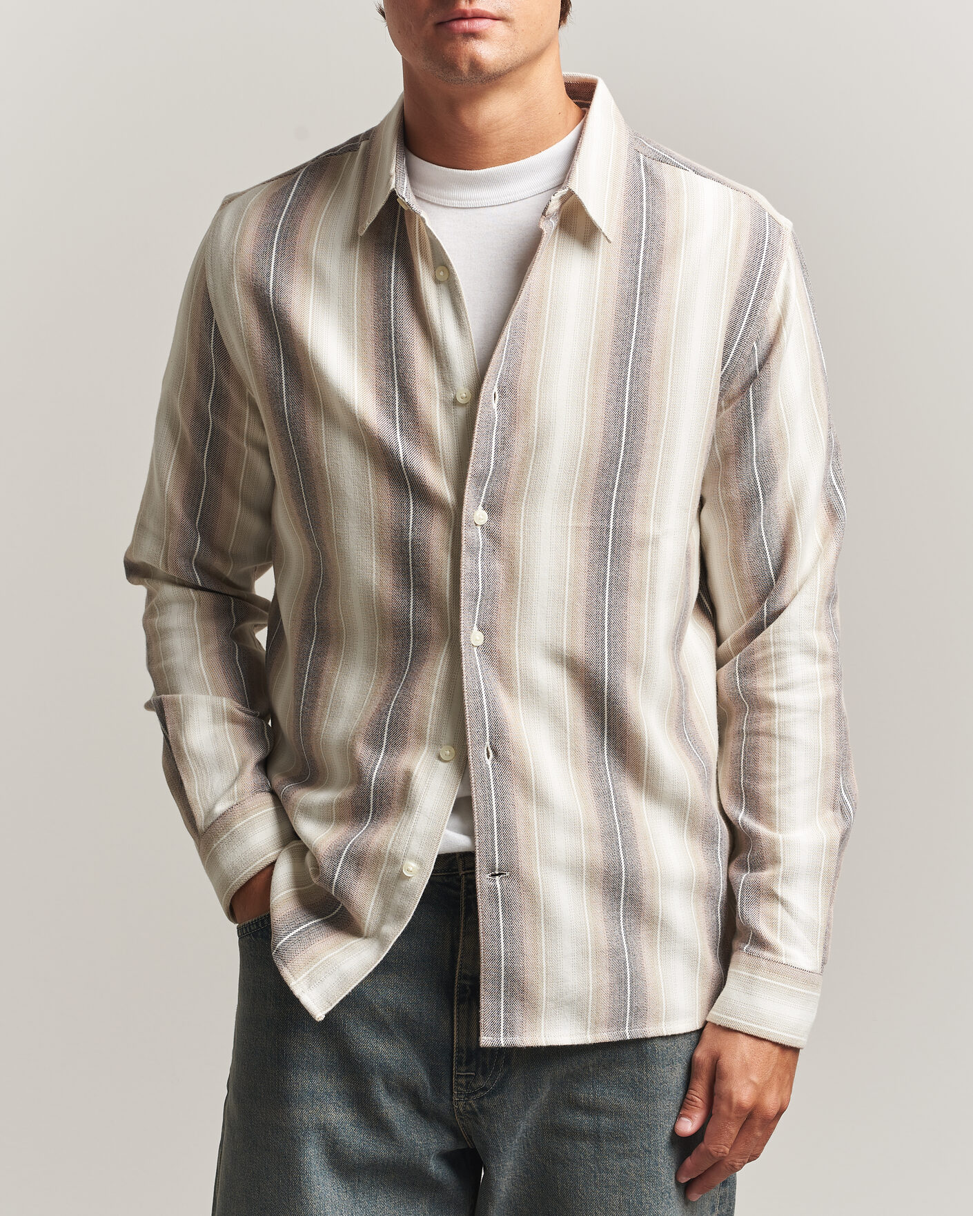 Heren | Overhemden | KnowledgeCotton Apparel | Dune Regular Stripe Shirt Creme
