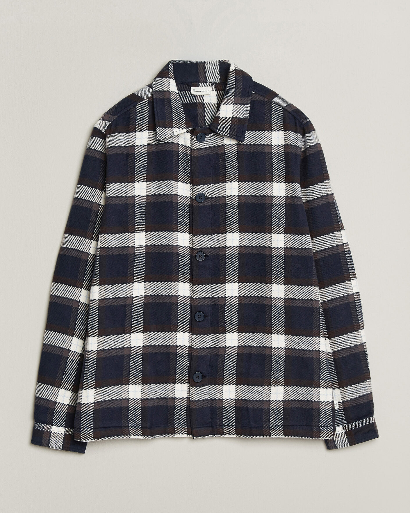 Heren | Overhemden | KnowledgeCotton Apparel | Flannel Check Overshirt Navy