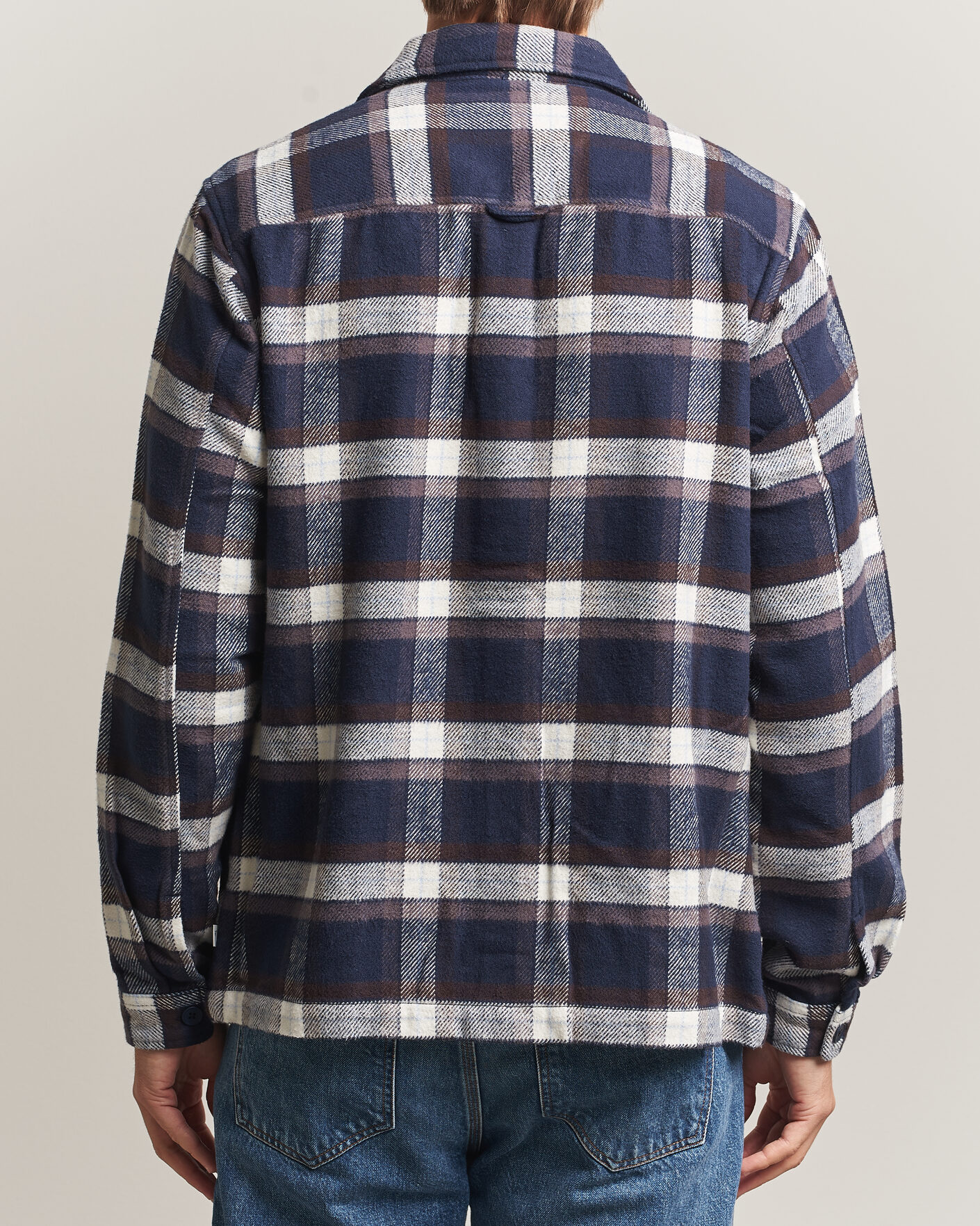 Heren | Overhemden | KnowledgeCotton Apparel | Flannel Check Overshirt Navy