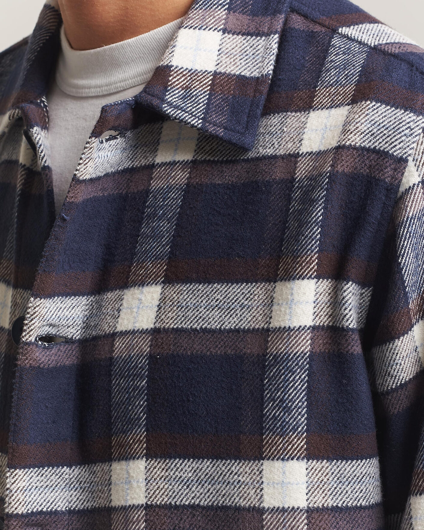 Heren | Overhemden | KnowledgeCotton Apparel | Flannel Check Overshirt Navy