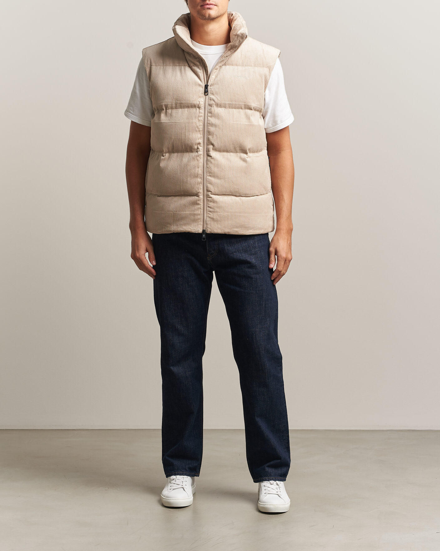 Heren | Gilets | KnowledgeCotton Apparel | Corduroy Puffer Vest Light Feather Grey