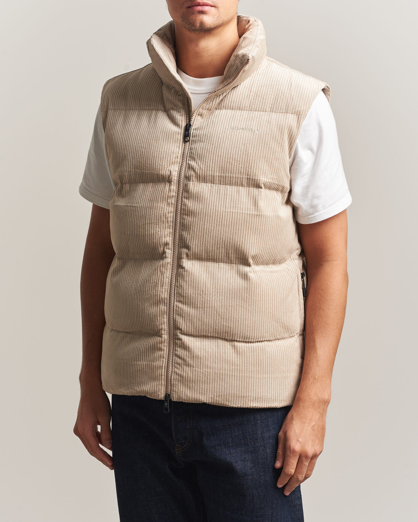 Heren | Gilets | KnowledgeCotton Apparel | Corduroy Puffer Vest Light Feather Grey
