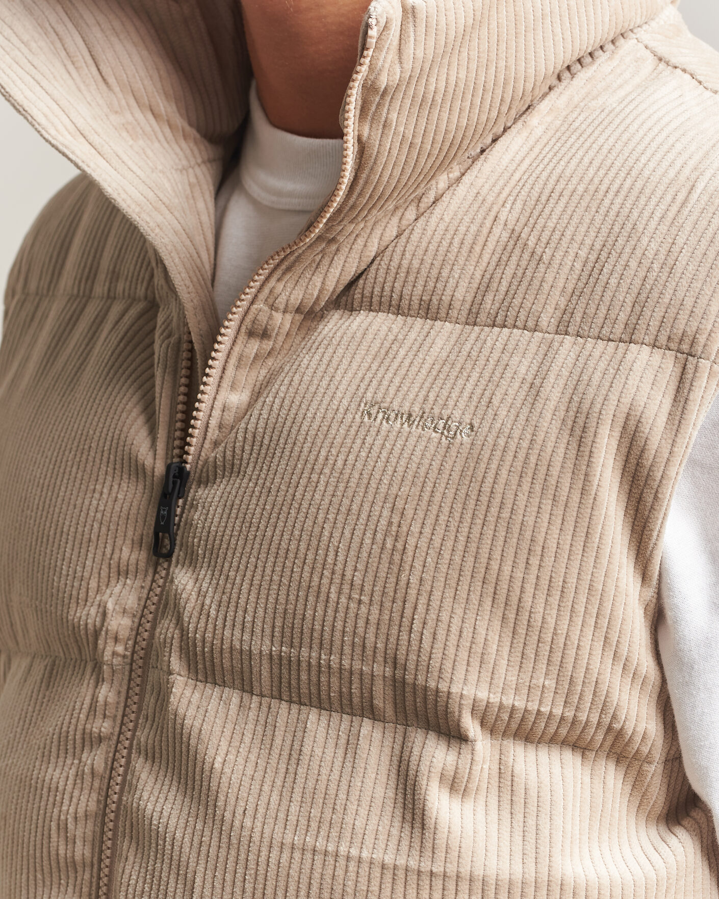 Heren | Gilets | KnowledgeCotton Apparel | Corduroy Puffer Vest Light Feather Grey