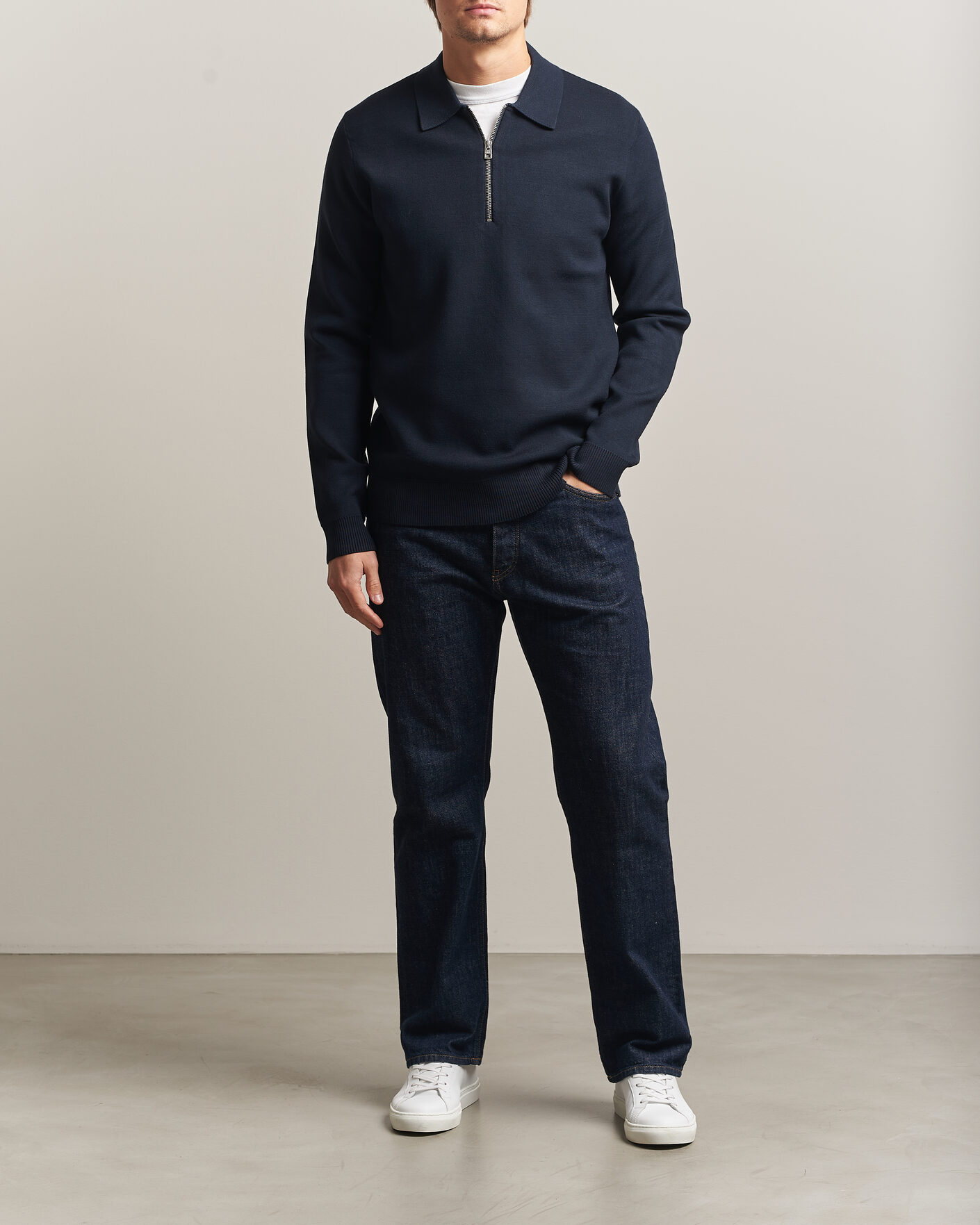 Heren | Truien | Samsøe Samsøe | Matt Half Zip Polo Sky Captain