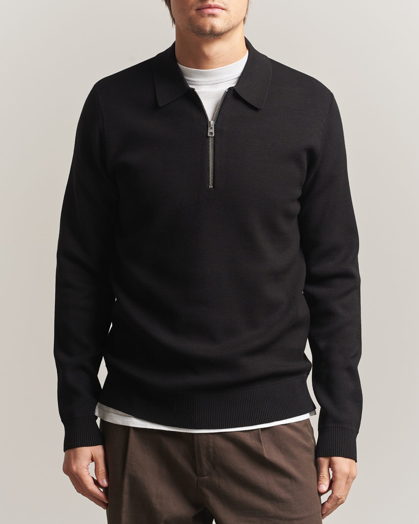 Heren | Truien | Samsøe Samsøe | Matt Half Zip Polo Black