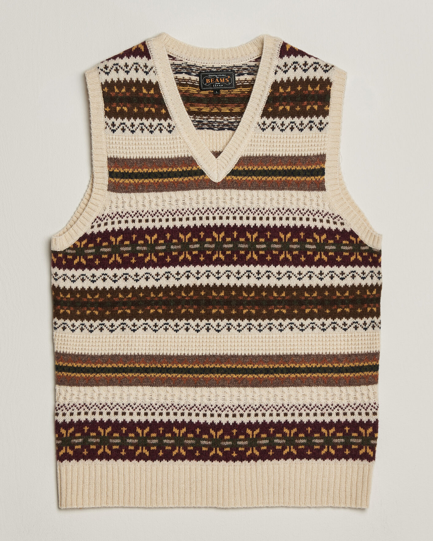 Heren | Truien | BEAMS PLUS | Fair Isle Knit Vest Beige