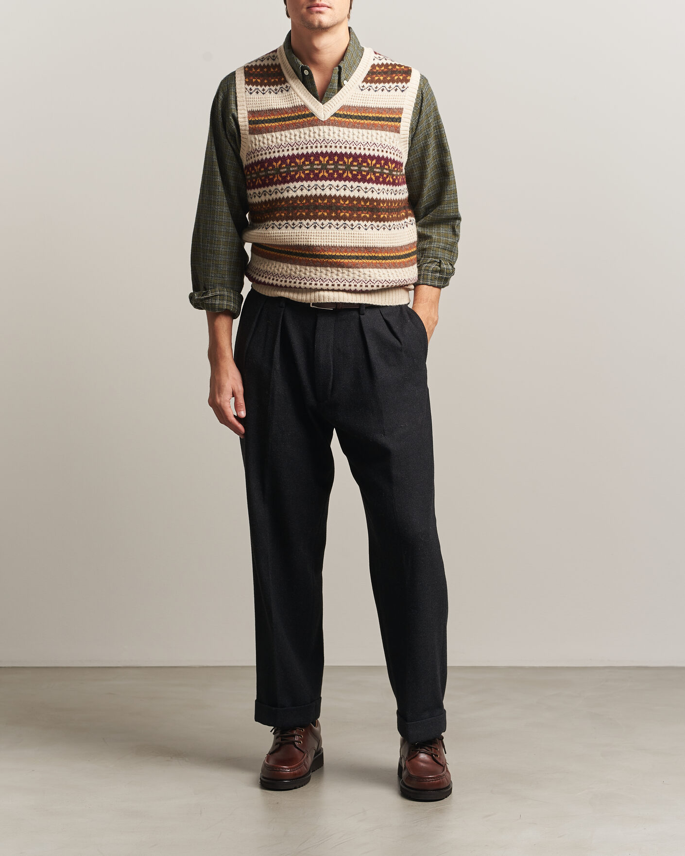 Heren | Truien | BEAMS PLUS | Fair Isle Knit Vest Beige